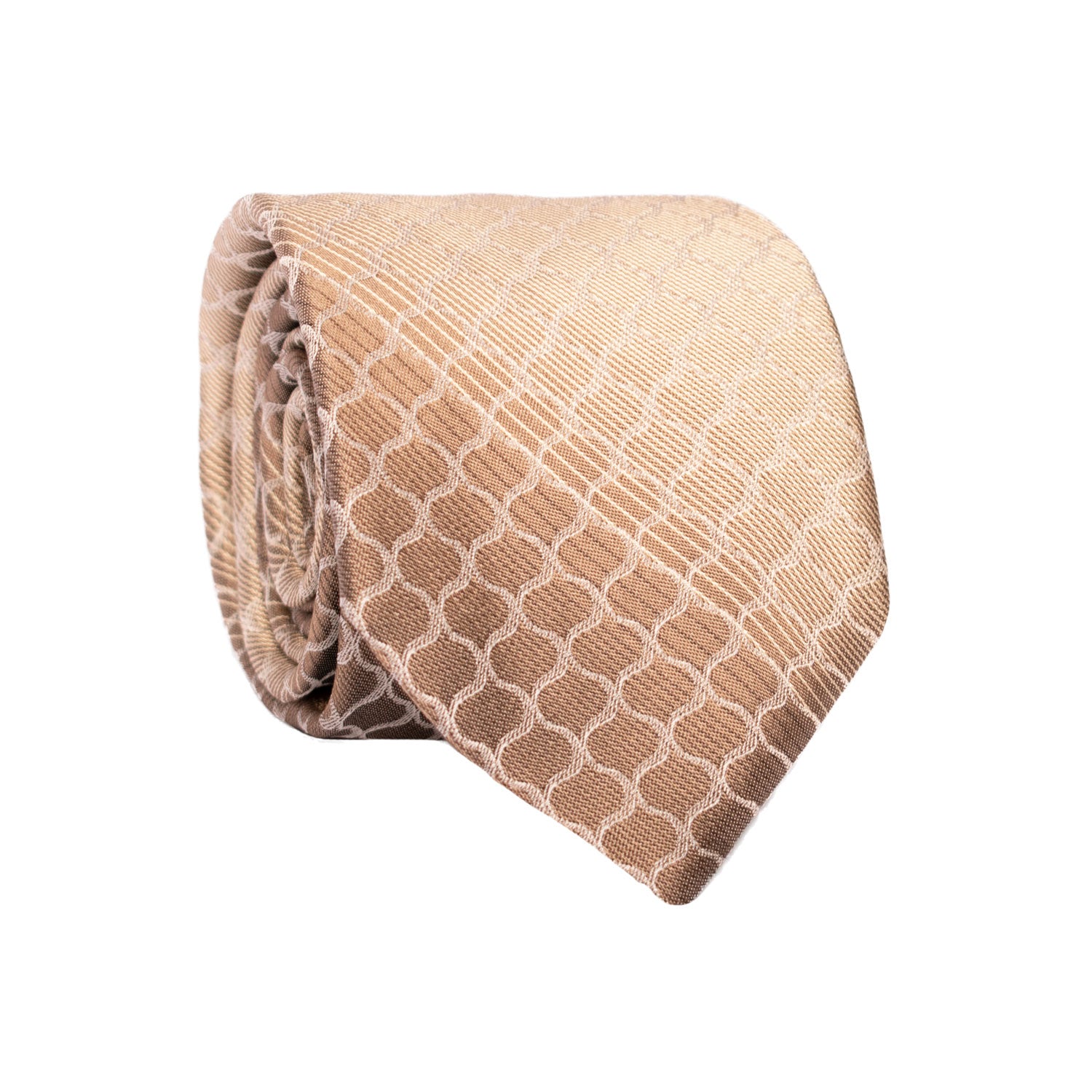 Cravatta di Seta Marrone Beige Fantasia Grigia 7193 Graffeo Cravatte Made in Italy Rotolo