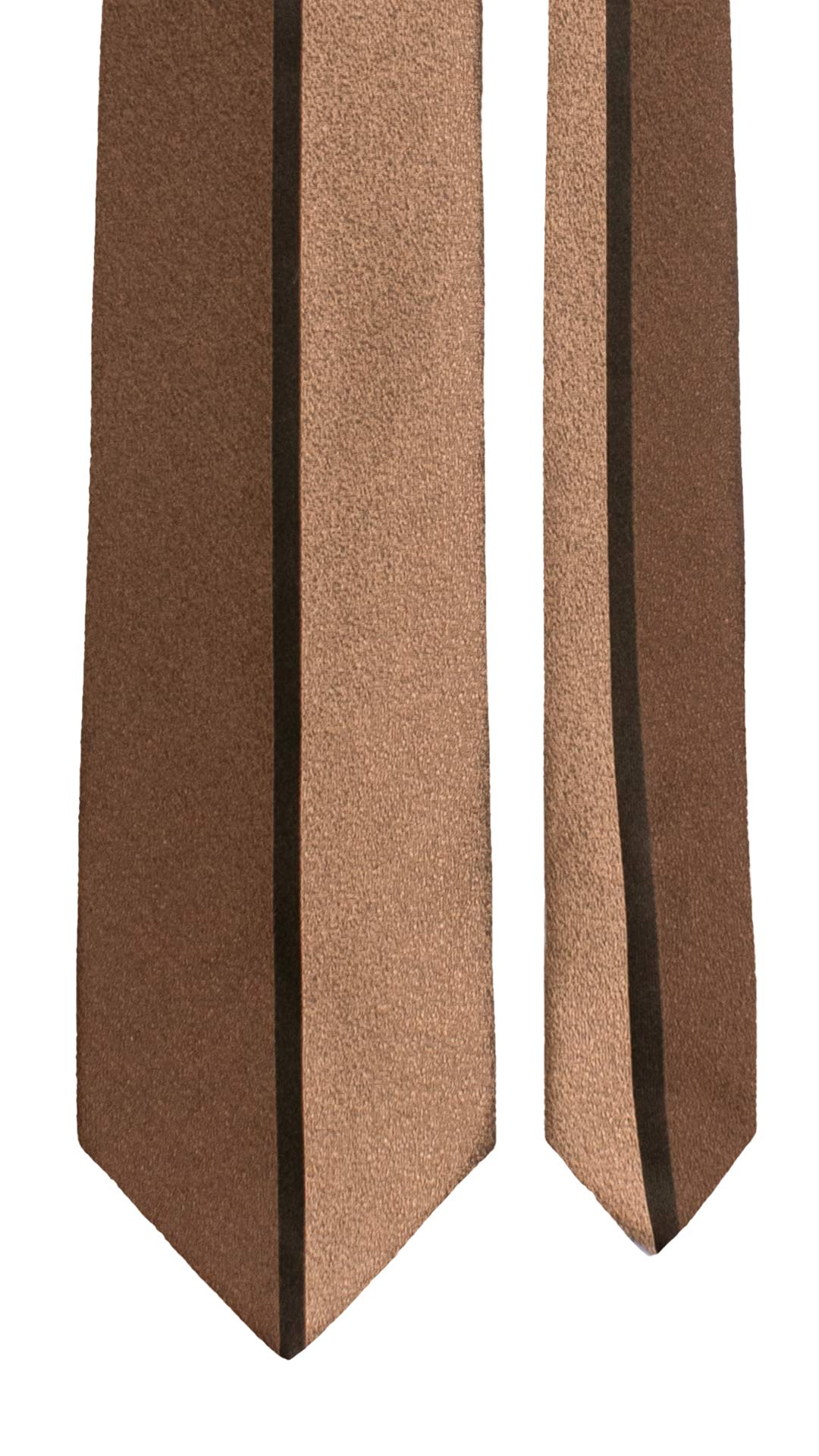 Cravatta di Seta Marrone Bronzo con Riga Verticale Nera AN7762 Made in Italy Graffeo Cravatte Pala