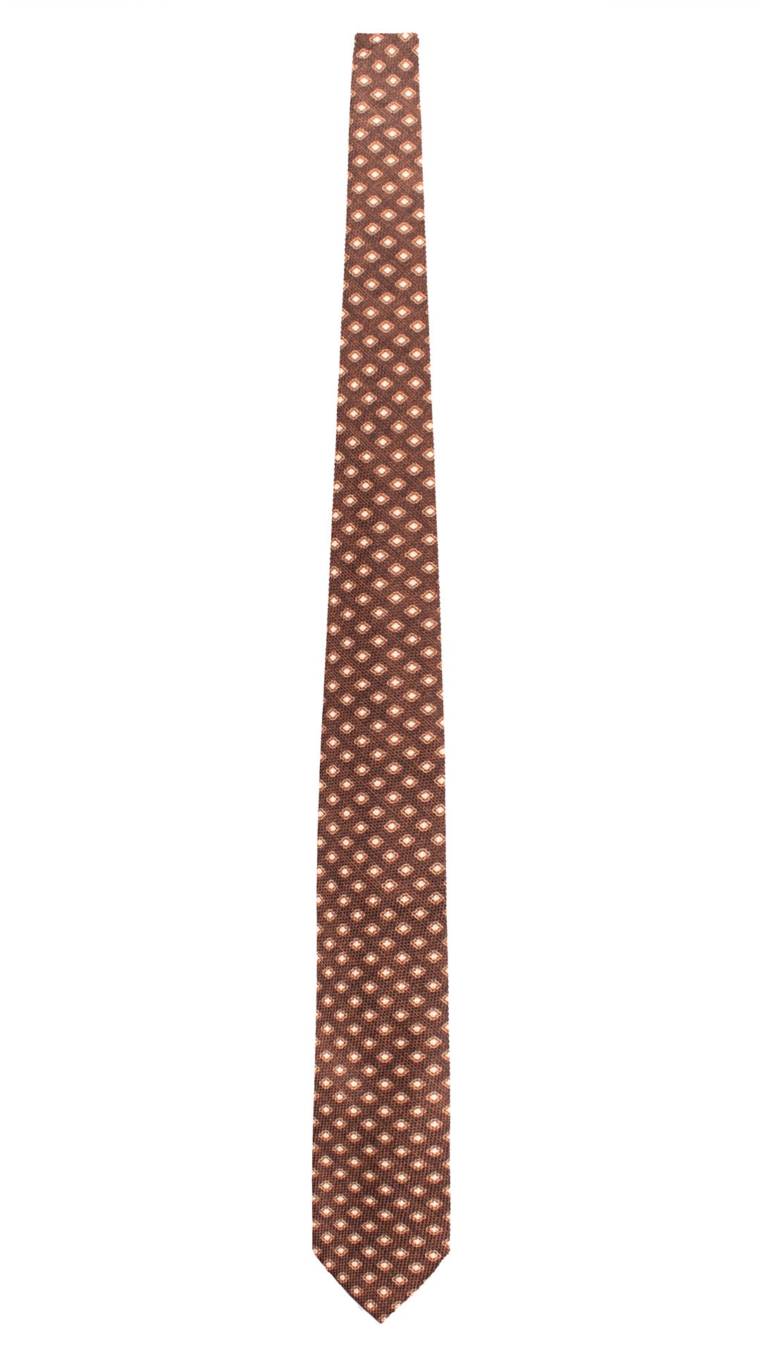 Cravatta di Seta Marrone Bruciato Fantasia Marrone Beige AN7647 Made in Italy Graffeo Cravatte Intera