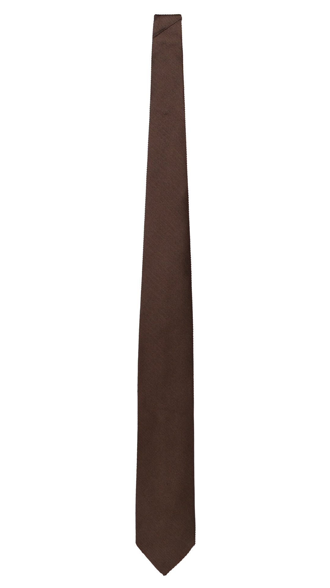 Cravatta di Seta Marrone Bruciato Tinta Unita 7555 Made in Italy Graffeo Cravatte Intera