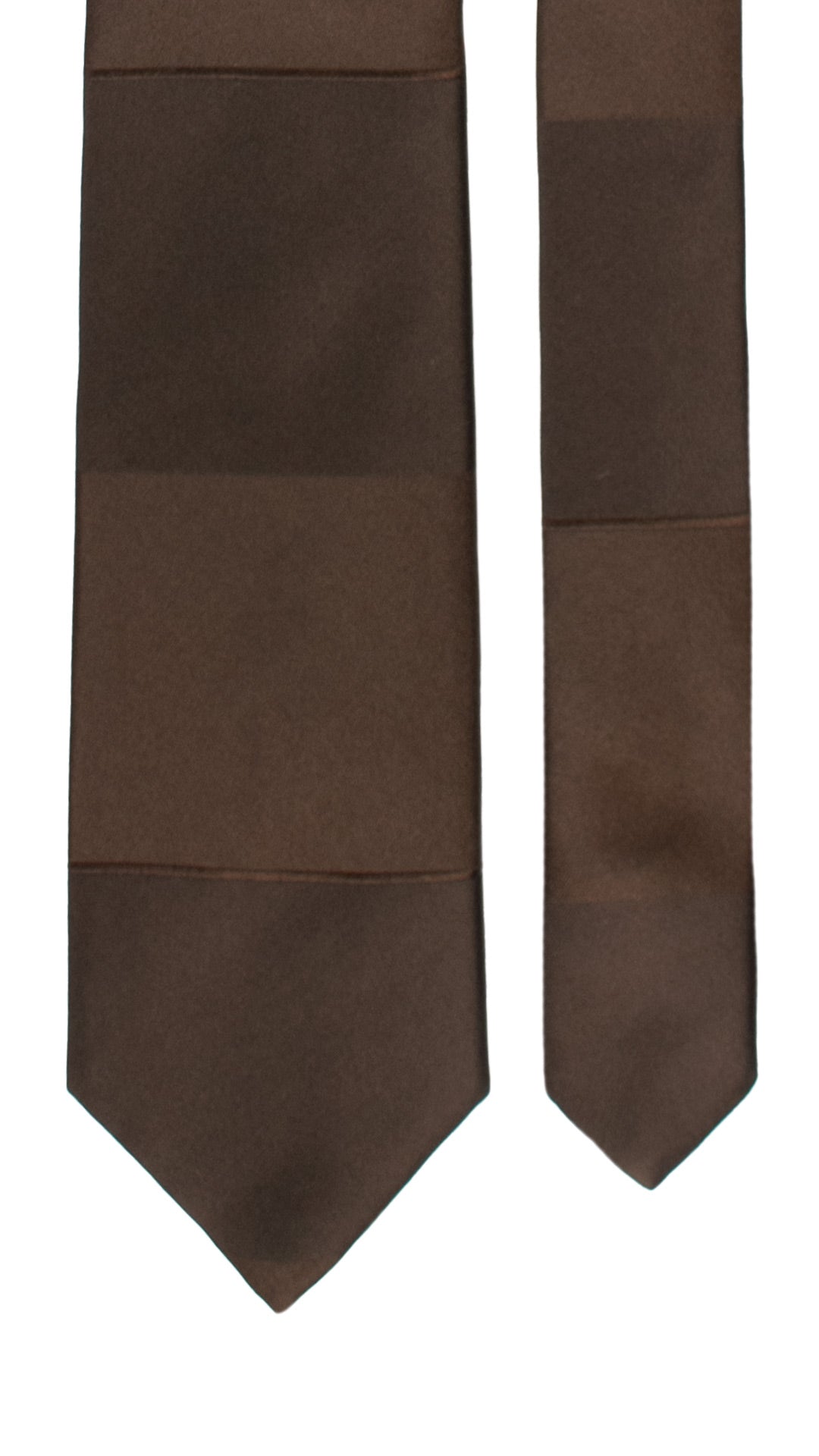 Cravatta Stretta In Seta, Marrone Scuro E Beige A Scacchi, Lunghezza 150 Cm, Larghezza 5,5 Cm, Stile Classico