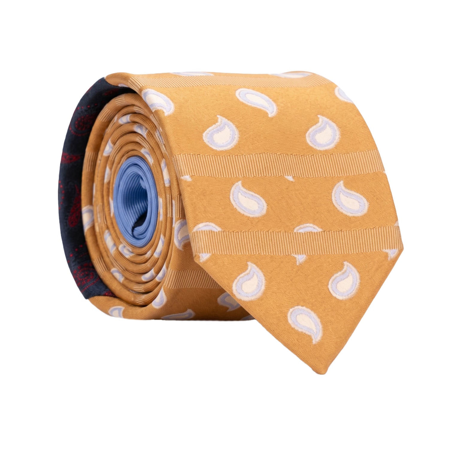 Man Light Brown Silk Tie White Light Blue Paisley Solid Azure Contrast Knot N3294