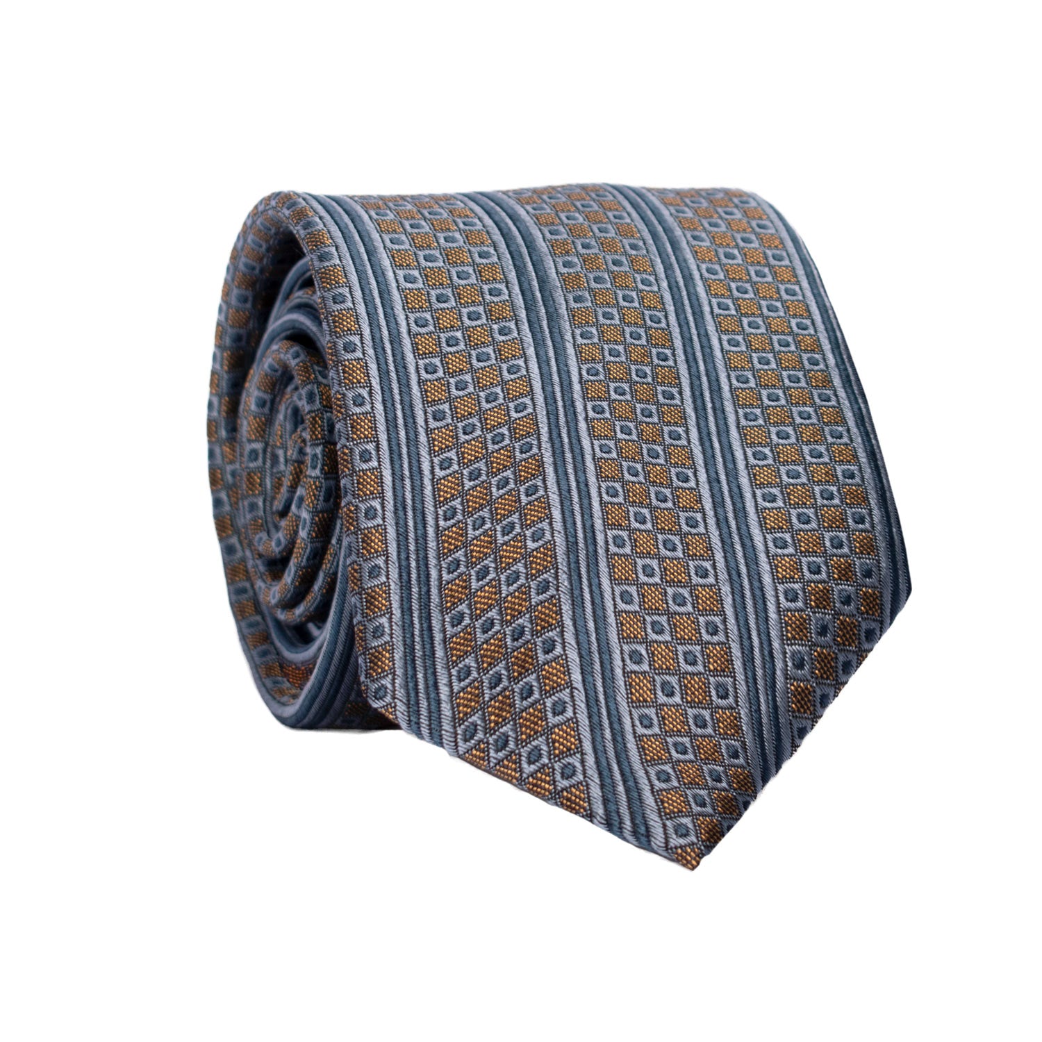 Cravatta di Seta Marrone Avio Blu Navy a Righe Verticali 7170 Graffeo Cravatte Made in Italy Rotolo