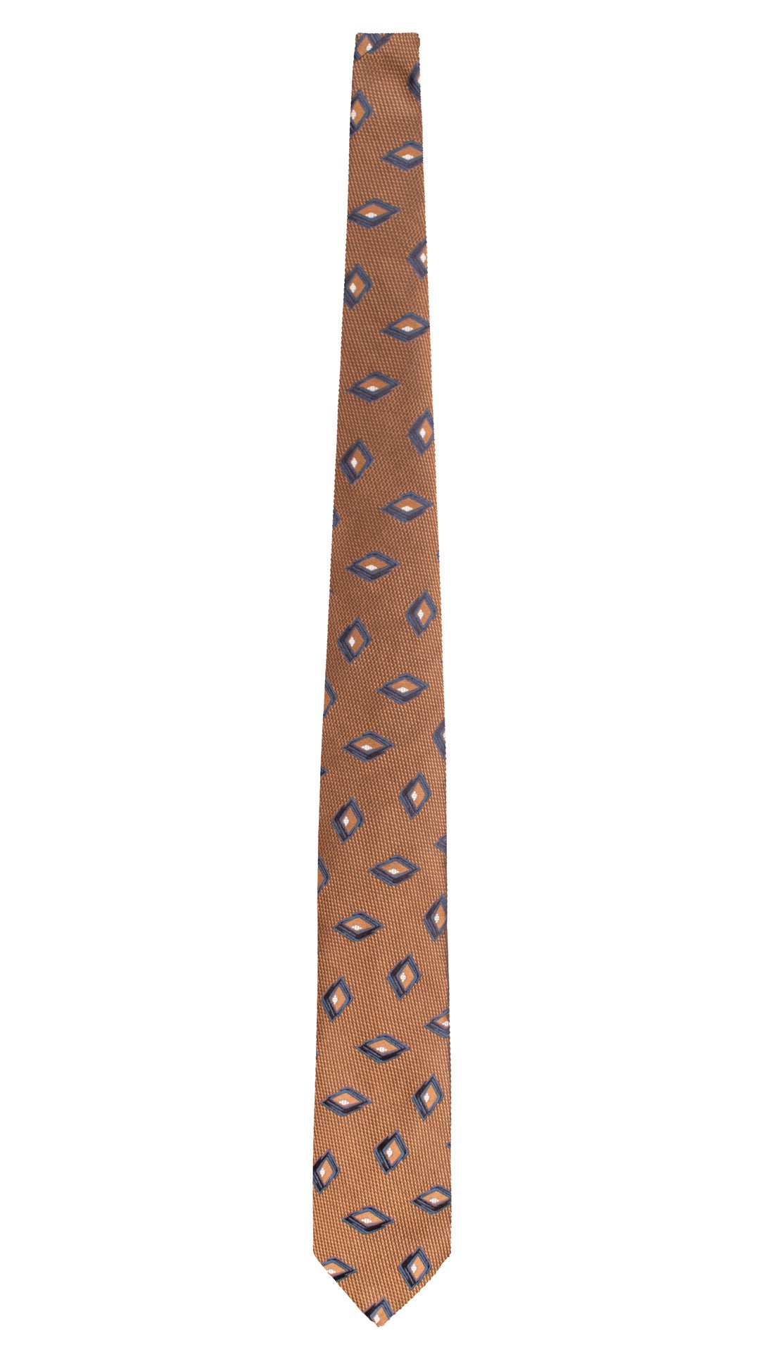 Cravatta di Seta Marrone Fantasia Blu Navy Bianco AN7724 Made in Italy Graffeo Cravatte Intera