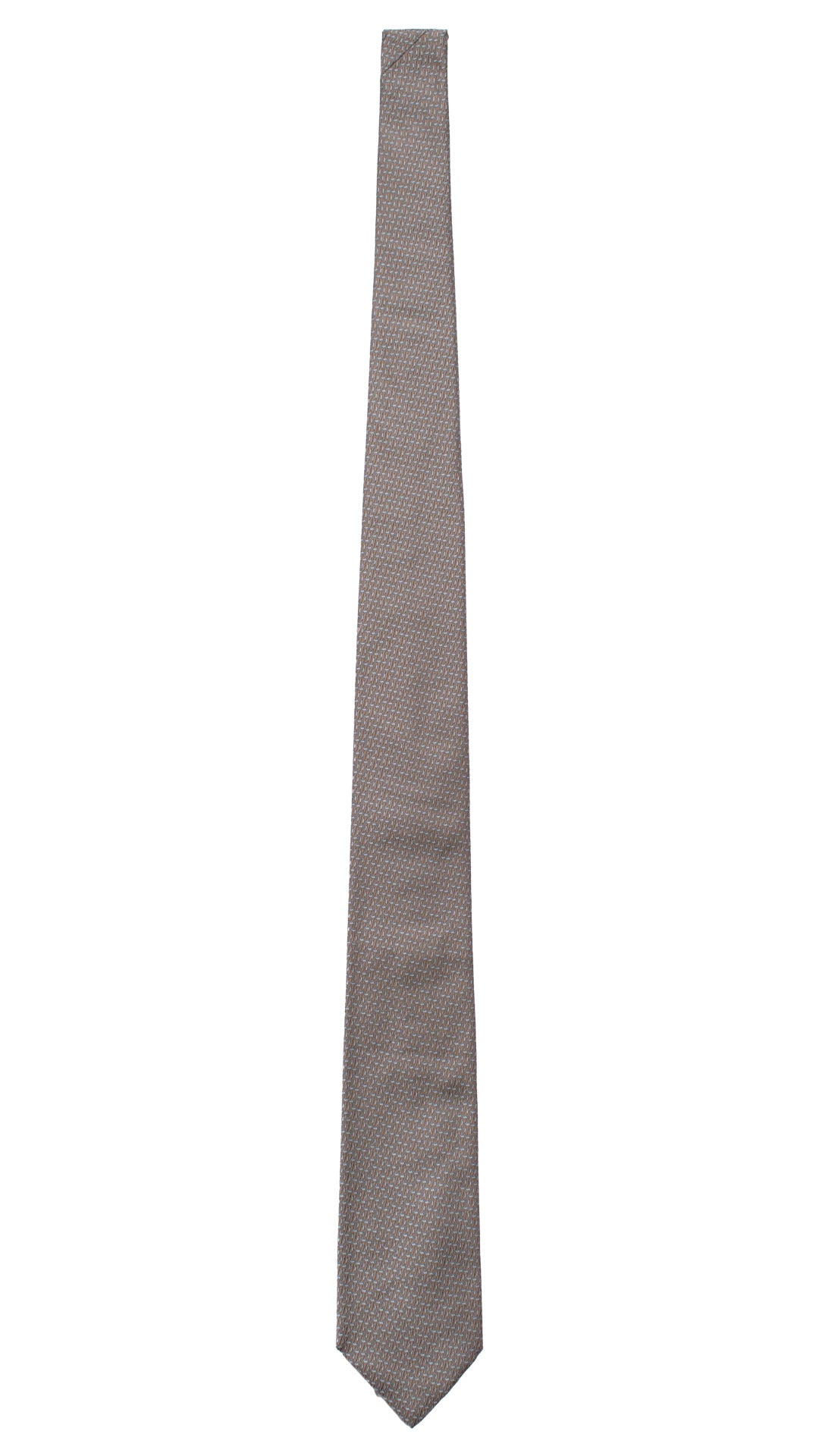 Cravatta di Seta Marrone Fantasia Celeste Effetto Cangiante 7525 Made in Italy Graffeo Cravatte Intera