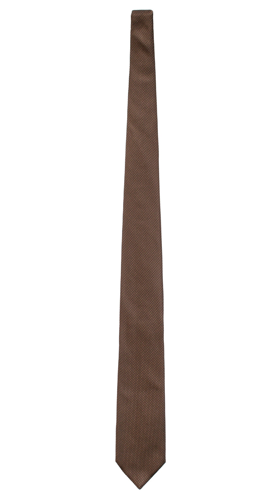 Cravatta di Seta Marrone Fantasia Color Cammello 7495 Made in Italy Graffeo Cravatte Intera