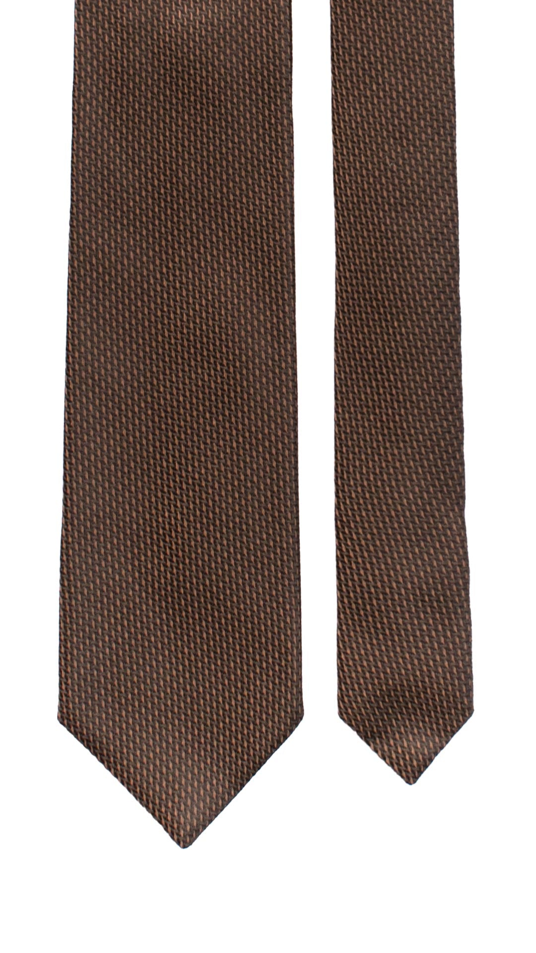 Cravatta di Seta Marrone Fantasia Color Cammello 7495 Made in Italy Graffeo Cravatte Pala