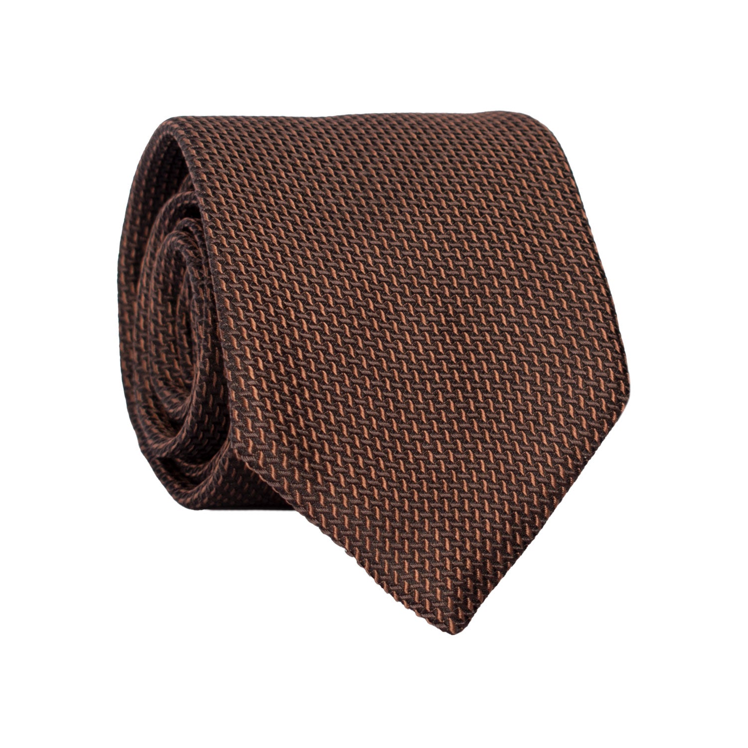 Cravatta di Seta Marrone Fantasia Color Cammello 7495 Made in Italy Graffeo Cravatte Rotolo