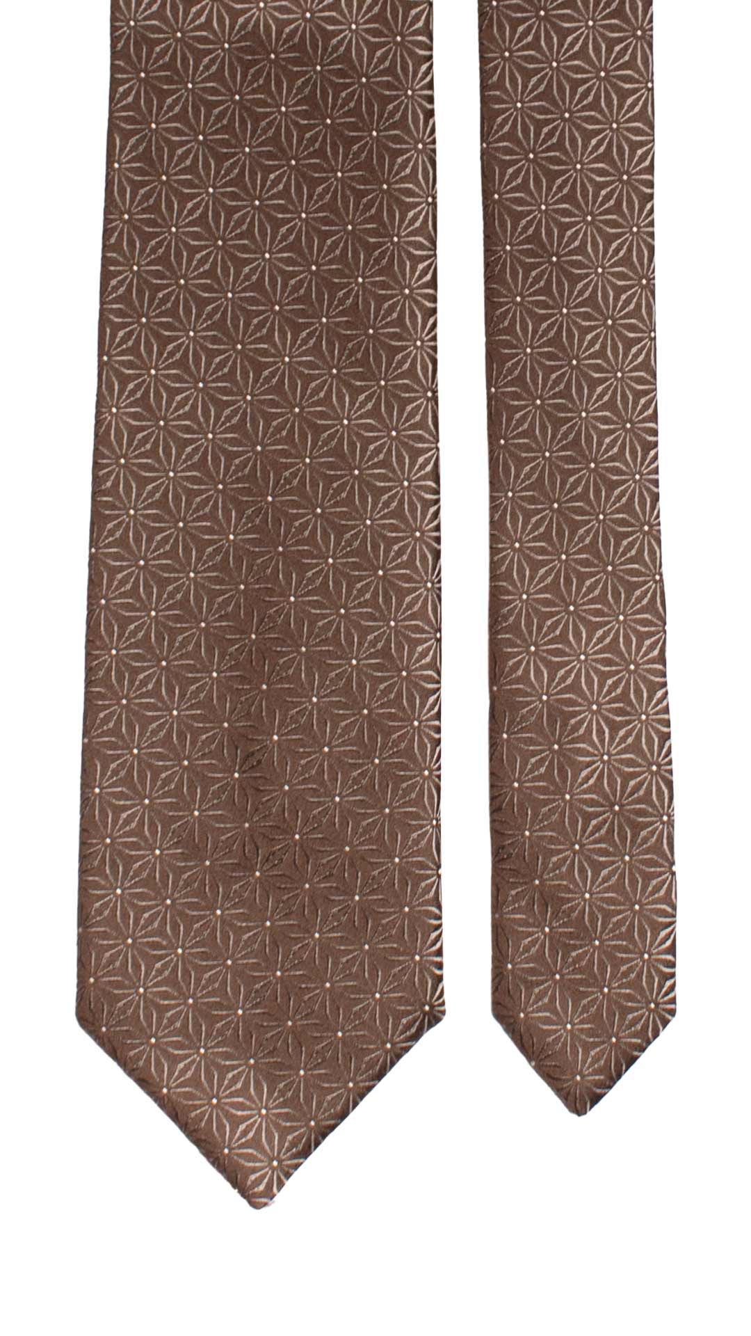 Cravatta di Seta Marrone Fantasia Grigia AN7154 Graffeo Cravatte Made in Italy Pala