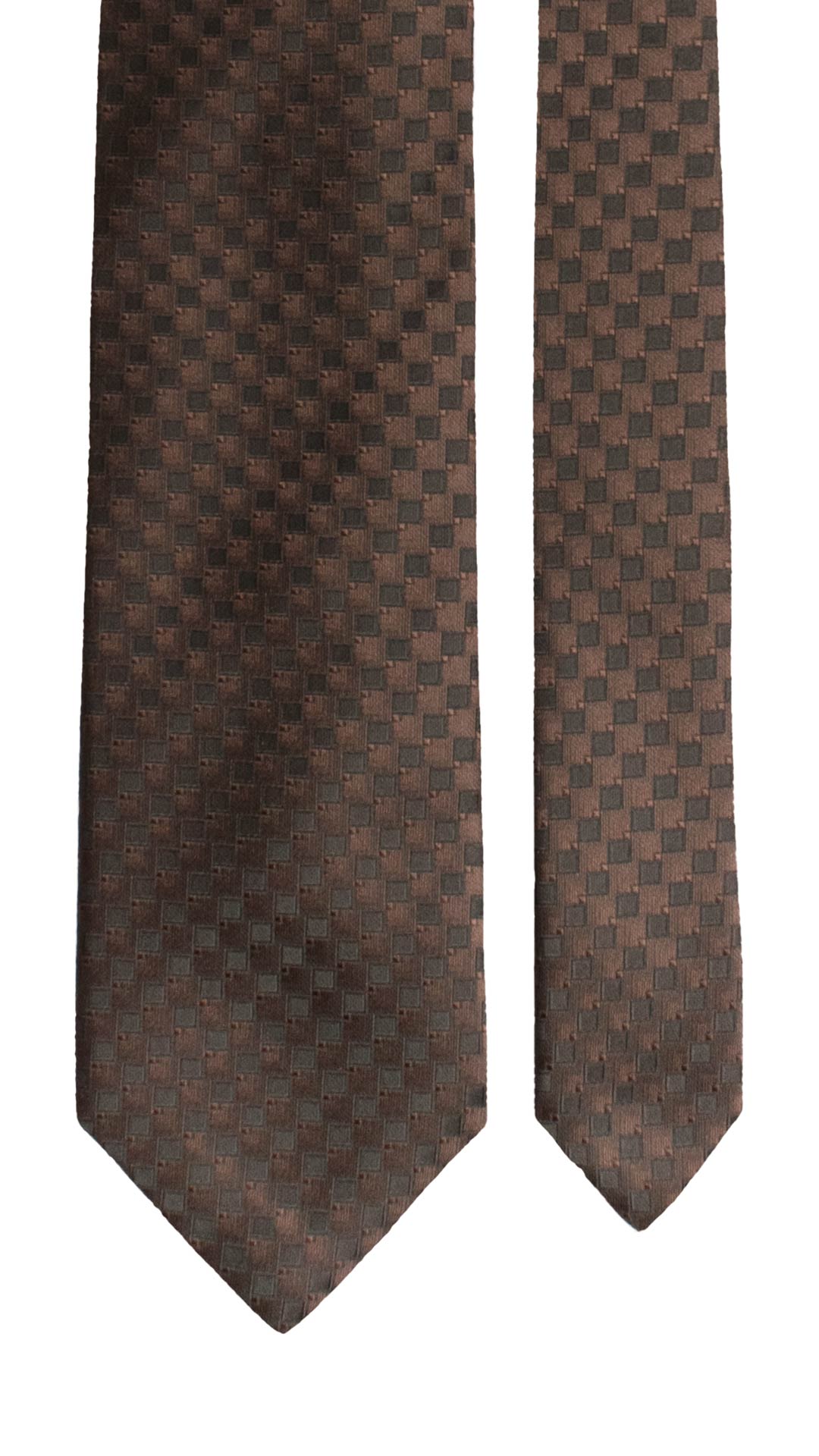 Cravatta di Seta Marrone Fantasia Marrone Bruciato 1658 Graffeo Cravatte Made in Italy Pala