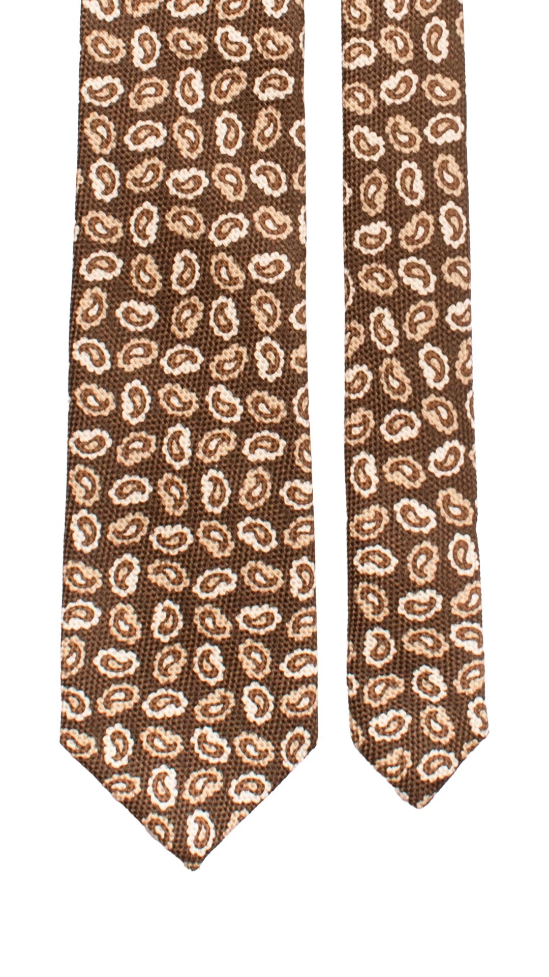 Cravatta di Seta Marrone Paisley Beige AN7496 Made in Italy Graffeo Cravatte Pala