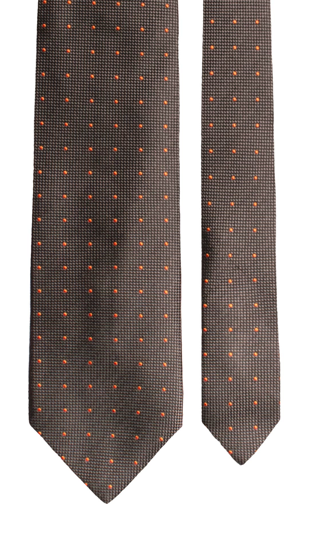 Cravatta di Seta Marrone a Pois Arancione 1718 Graffeo Cravatte Made in Italy Pala