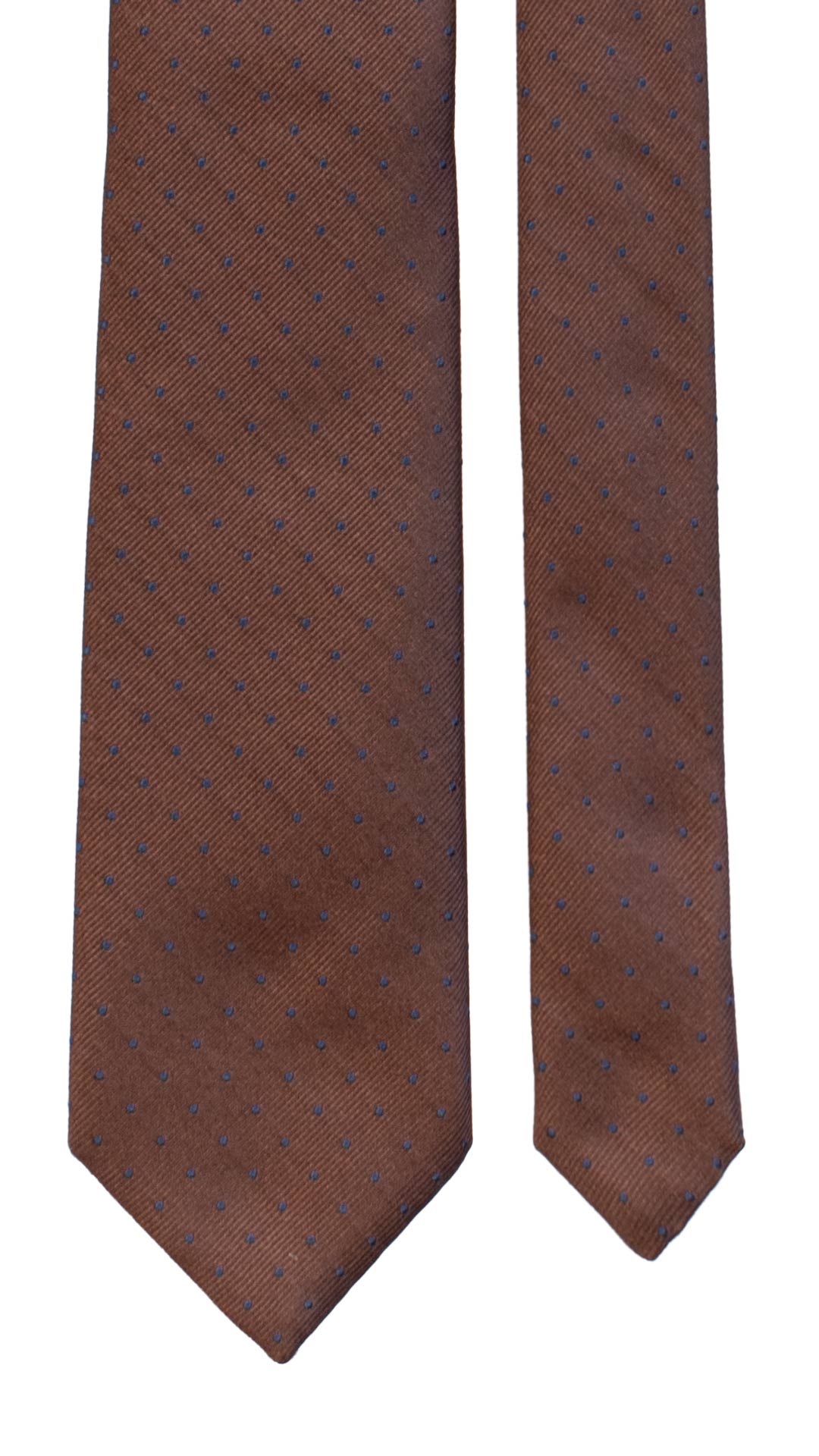Cravatta di Seta Marrone a Pois Blu 7417 Made in Italy Graffeo Cravatte Pala