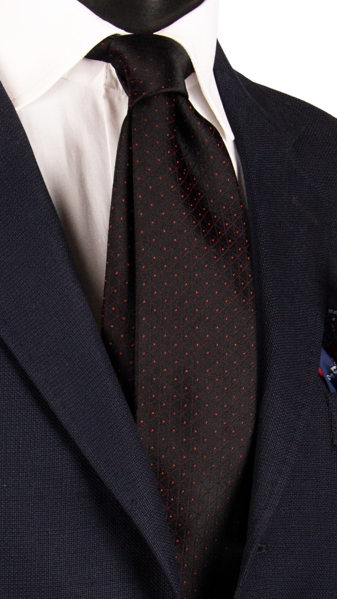 Cravatta di Seta Nera Fantasia Borgogna Arancione AN7253 Graffeo Cravatte Made in Italy