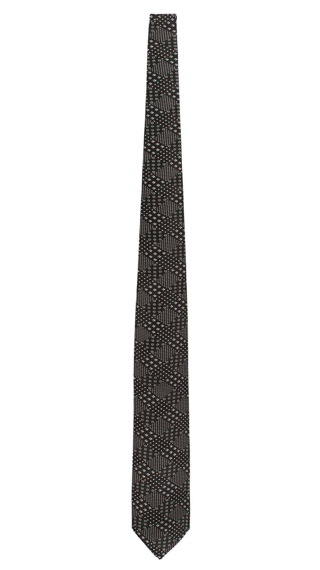 Cravatta di Seta Nera Fantasia Grigio Argento AN7737 Made in Italy Graffeo Cravatte Intera