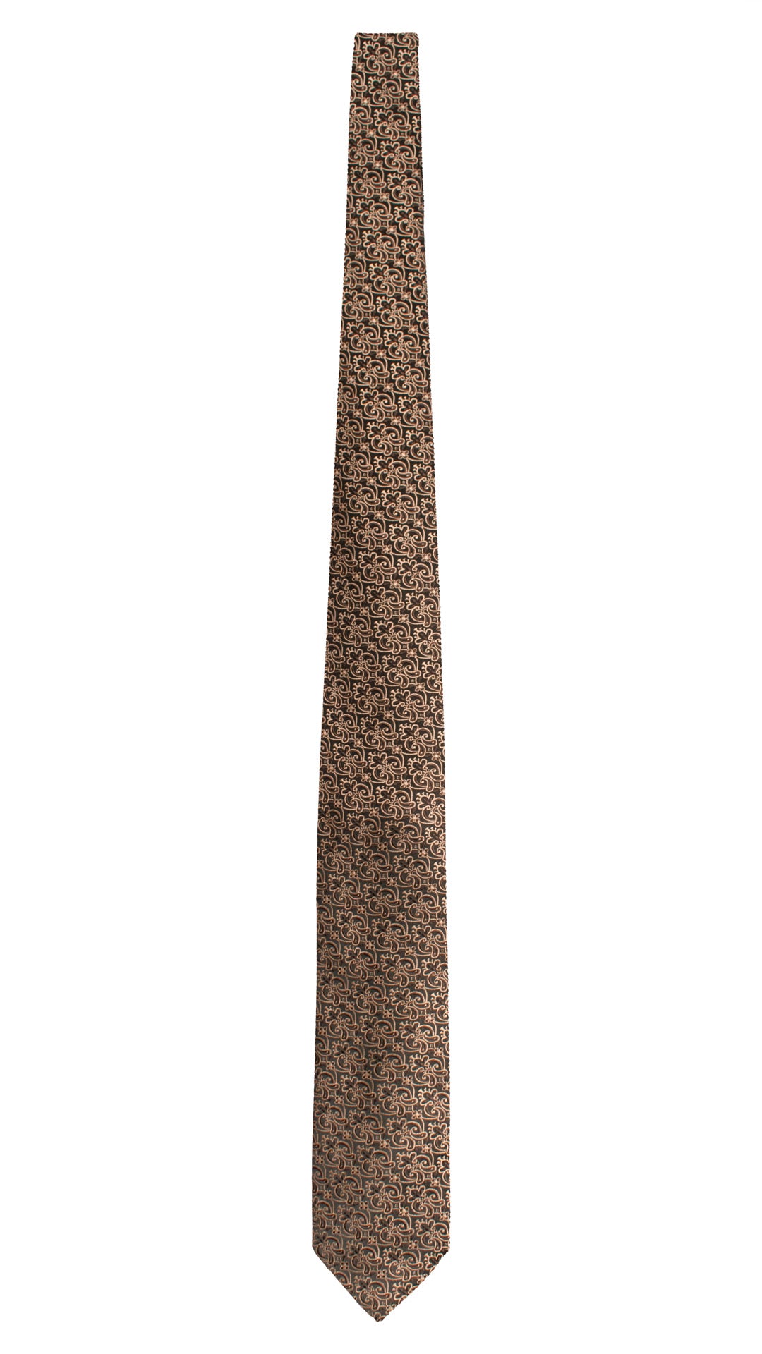 Cravatta di Seta Nera Paisley Marrone Beige 1529 Graffeo Cravatte Made in Italy Intera