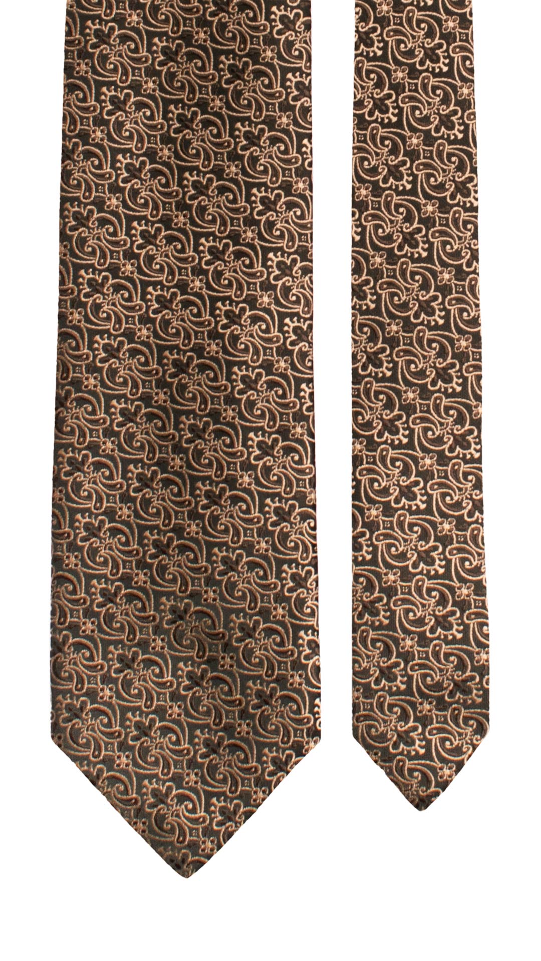 Cravatta di Seta Nera Paisley Marrone Beige 1529 Graffeo Cravatte Made in Italy Pala