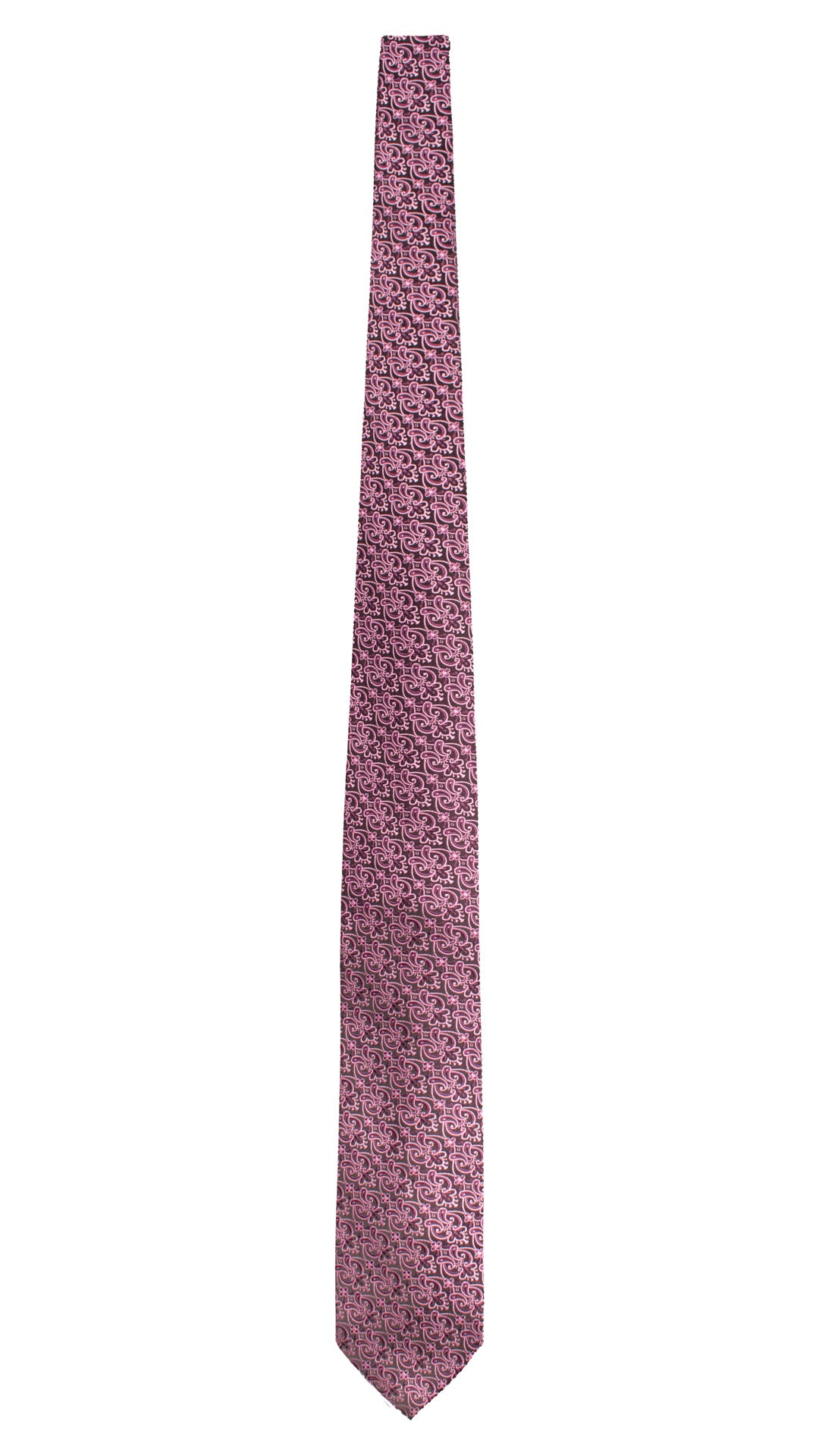 Cravatta di Seta Nera Paisley Viola Rosa 1530 Graffeo Cravatte Made in Italy Intera