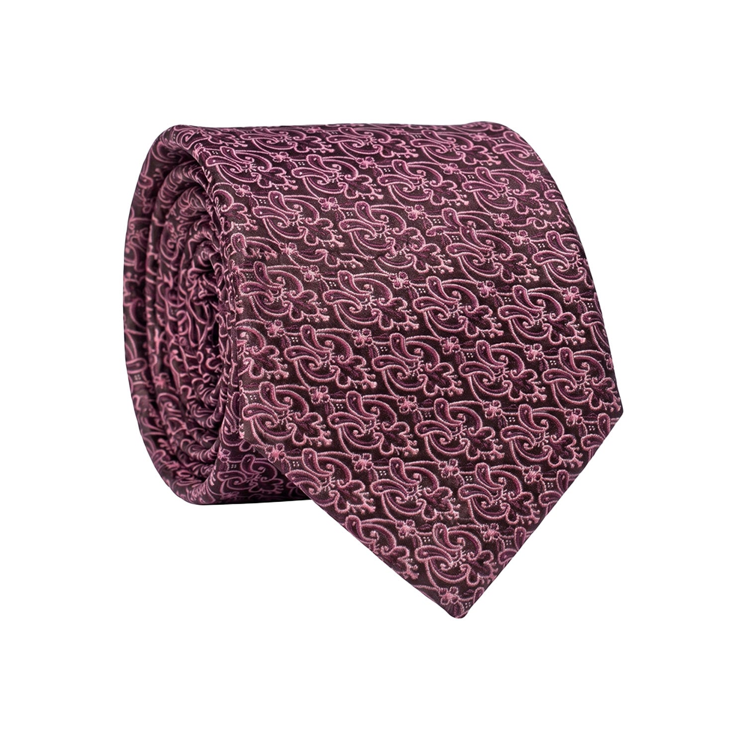 Cravatta di Seta Nera Paisley Viola Rosa 1530 Graffeo Cravatte Made in Italy Rotolo