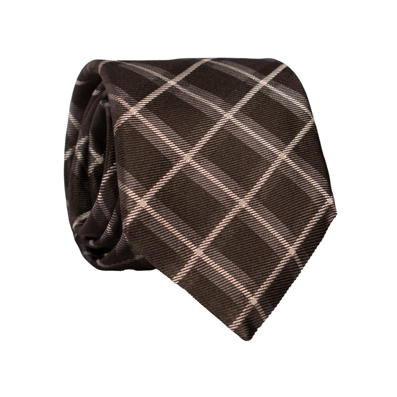 Cravatta di Seta Nera a Quadri Grigio Scuro Grigio Argento 7467 Made in Italy Graffeo Cravatte Rotolo