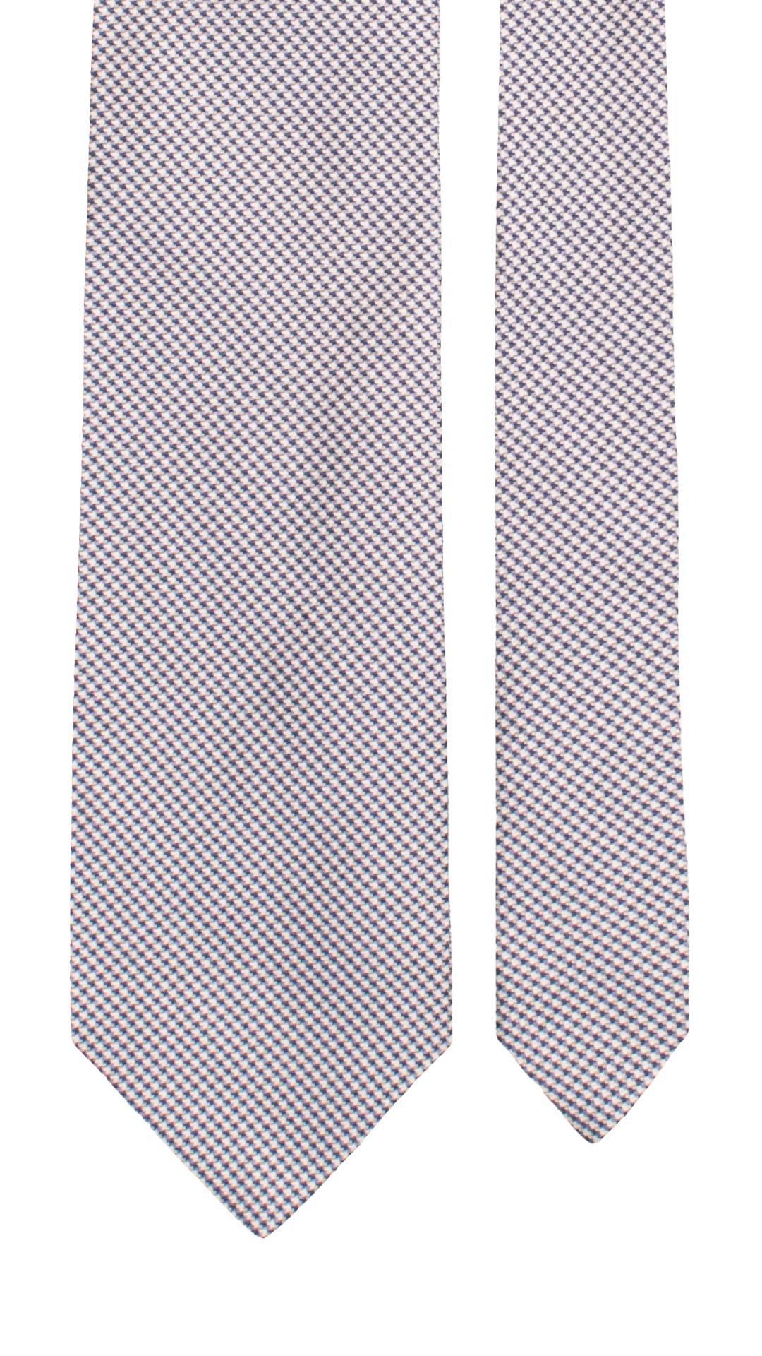 Cravatta di Seta Pied de Poule Bianco Avio Nero 7619 Made in Italy Graffeo Cravatte Pala