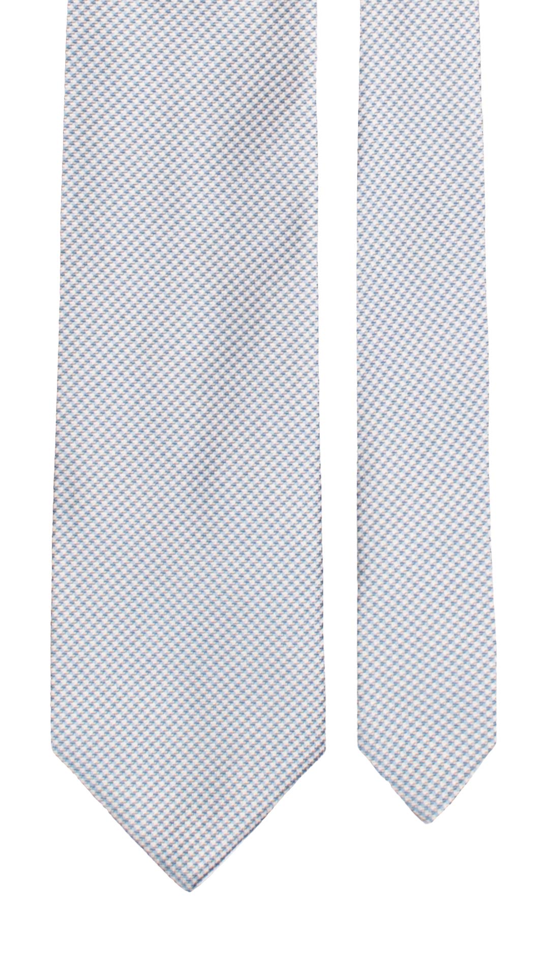Cravatta di Seta Pied de Poule Bianco Blu Notte Azzurro 7620 Made in Italy Graffeo Cravatte Pala