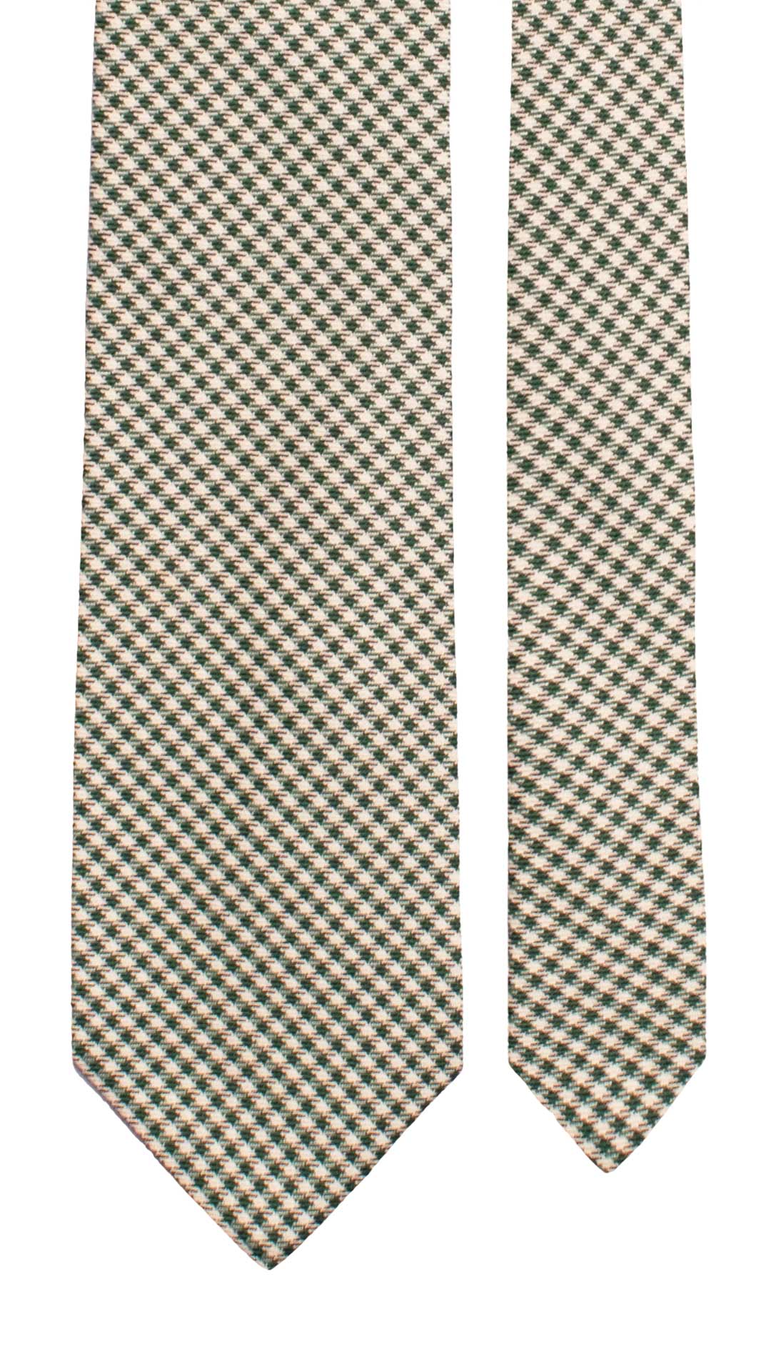 Cravatta di Seta Pied de Poule Bianco Verde Nero 7649  Made in Italy Graffeo Cravatte Pala