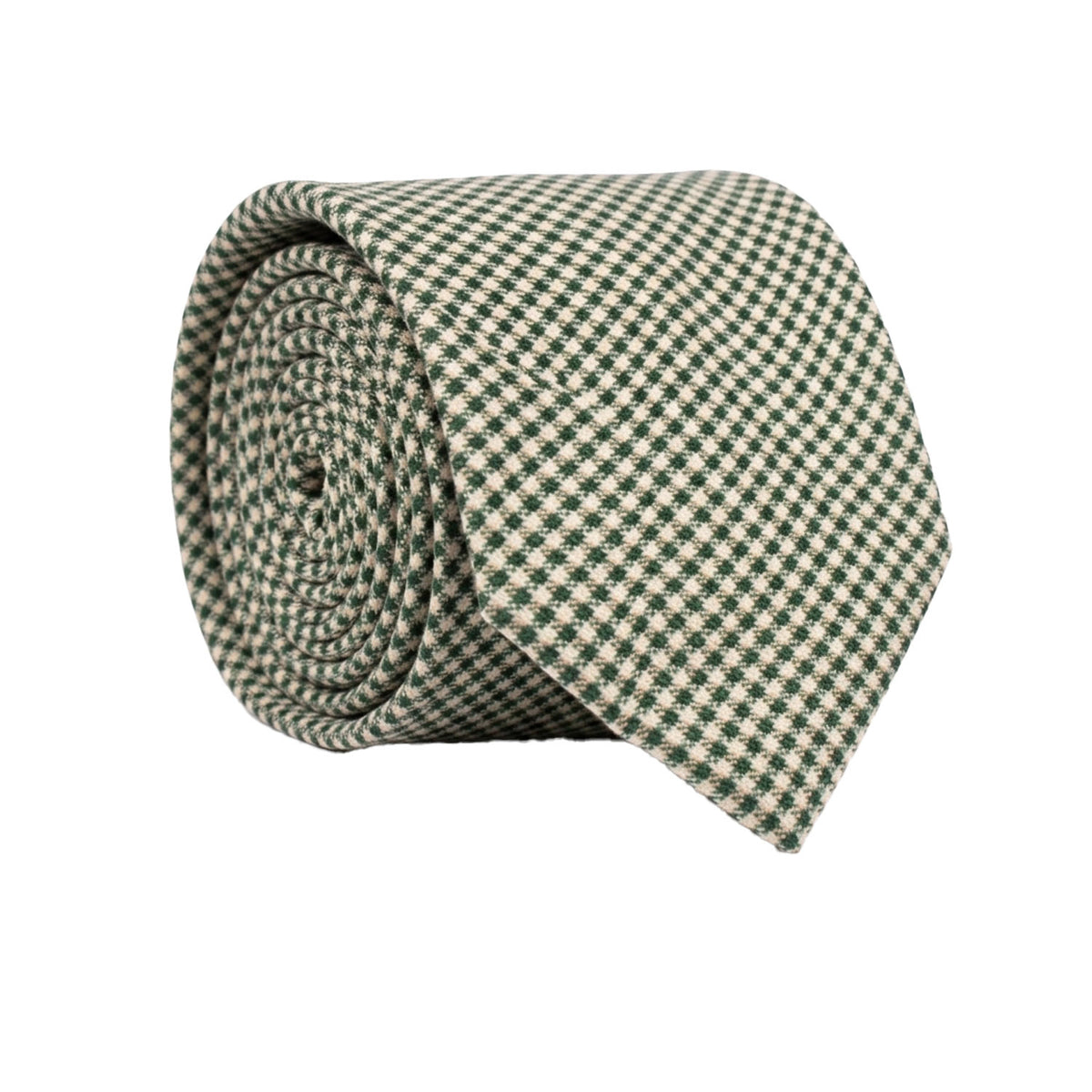 Cravatta di Seta Pied de Poule Bianco Verde Nero 7649  Made in Italy Graffeo Cravatte Rotolo