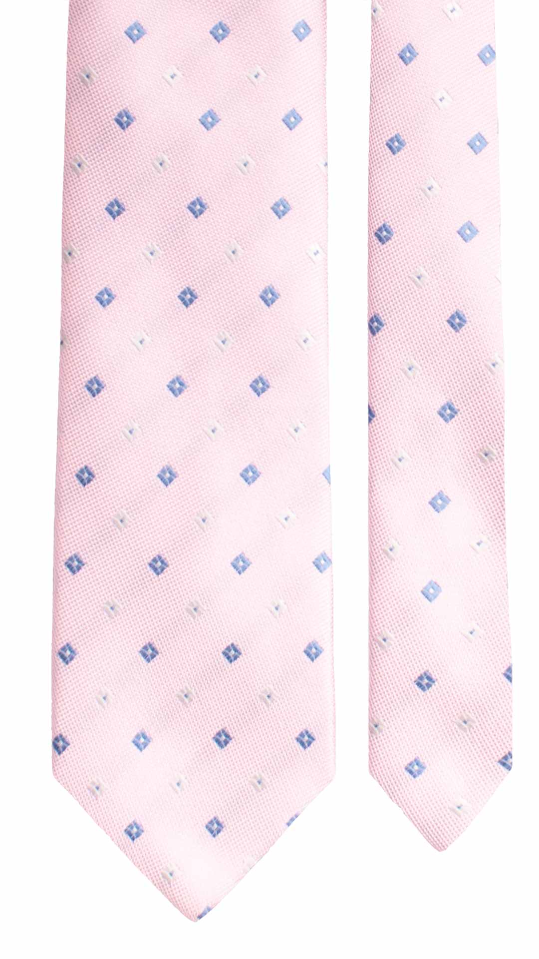 Cravatta di Seta Rosa Fantasia Avio Bianco 1912 Graffeo Cravatte Made in Italy Pala