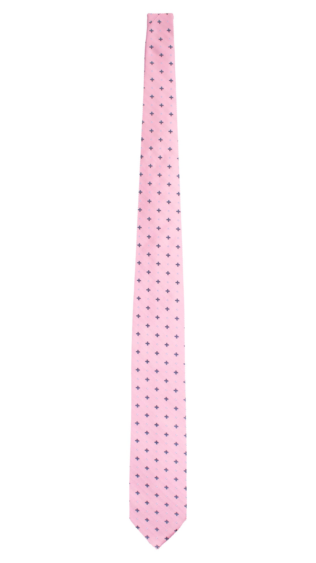 Cravatta di Seta Rosa Fantasia Blu Celeste 7538 Made in Italy Graffeo Cravatte Intera