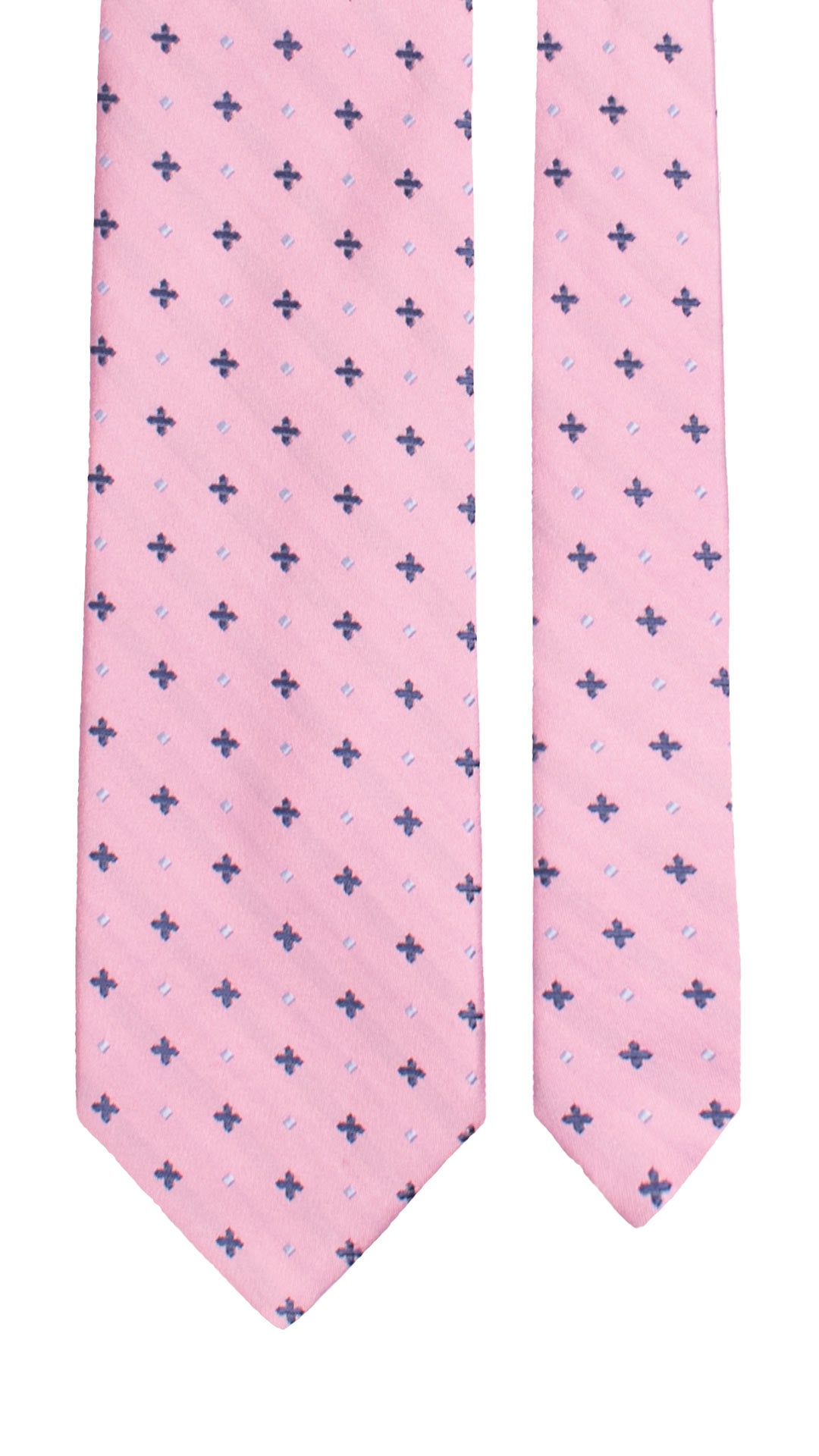 Cravatta di Seta Rosa Fantasia Blu Celeste 7538 Made in Italy Graffeo Cravatte Pala