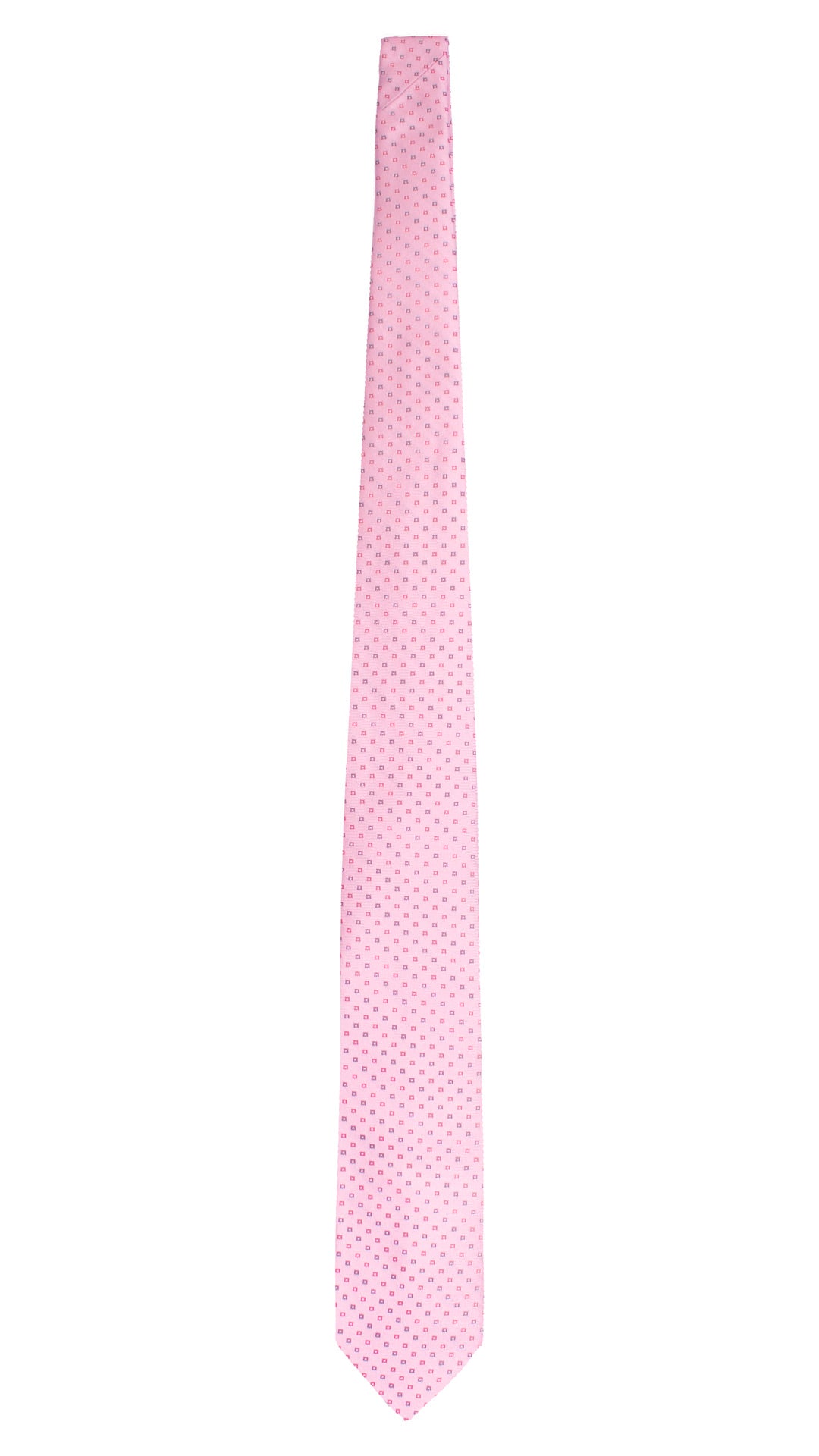 Cravatta di Seta Rosa Fantasia Magenta Viola 7564 Made in Italy Graffeo Cravatte Intera