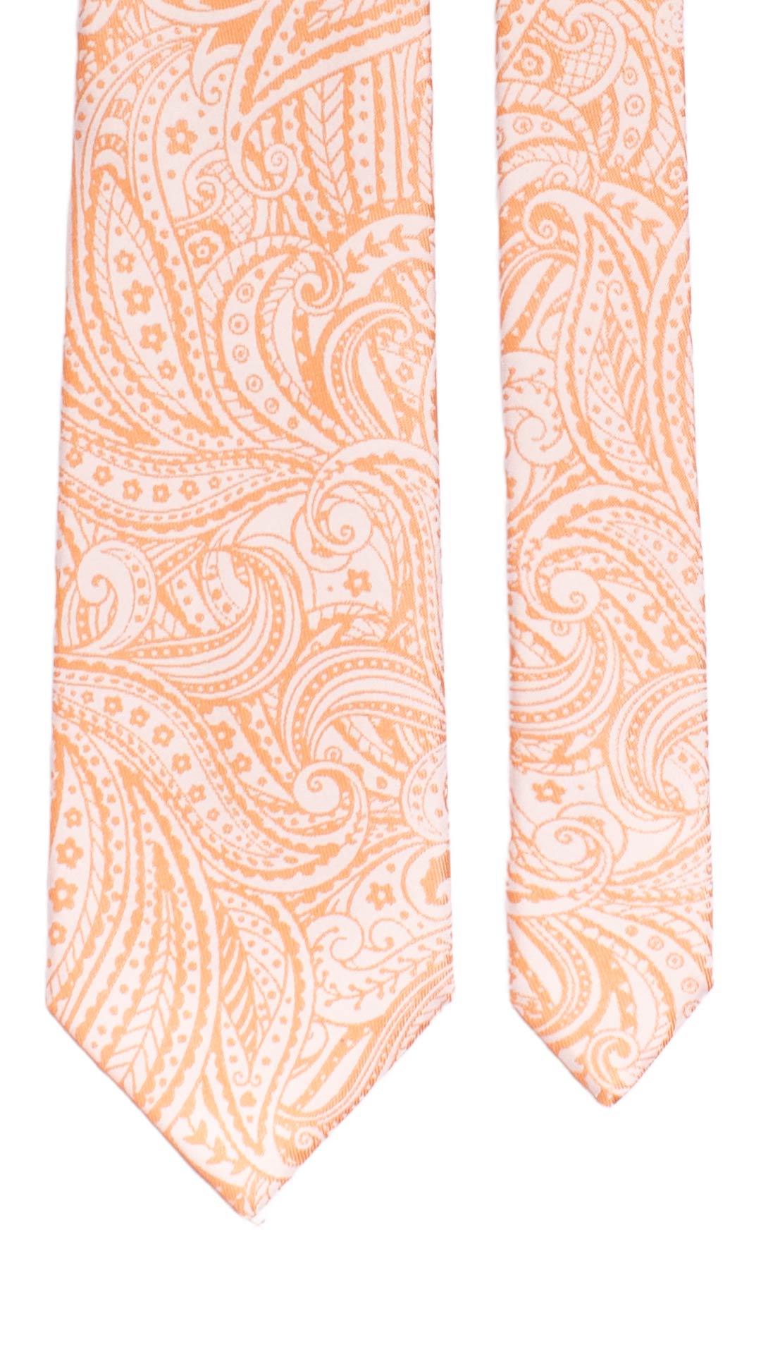Cravatta di Seta Rosa Salmone Paisley Grigio Argento 7355 Graffeo Cravatte Made in Italy Pala