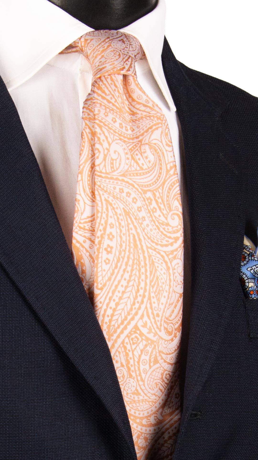 Cravatta di Seta Rosa Salmone Paisley Grigio Argento 7355 Graffeo Cravatte Made in Italy