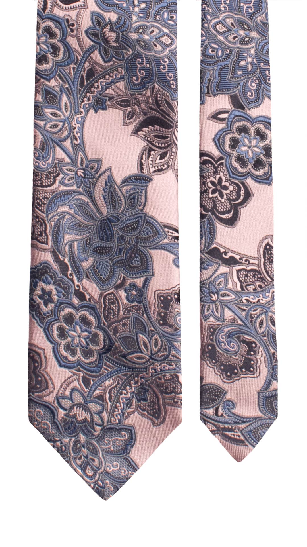 Cravatta di Seta Rosa a Fiori Avio Blu AN8105 Made in Italy Graffeo Cravatte Pala