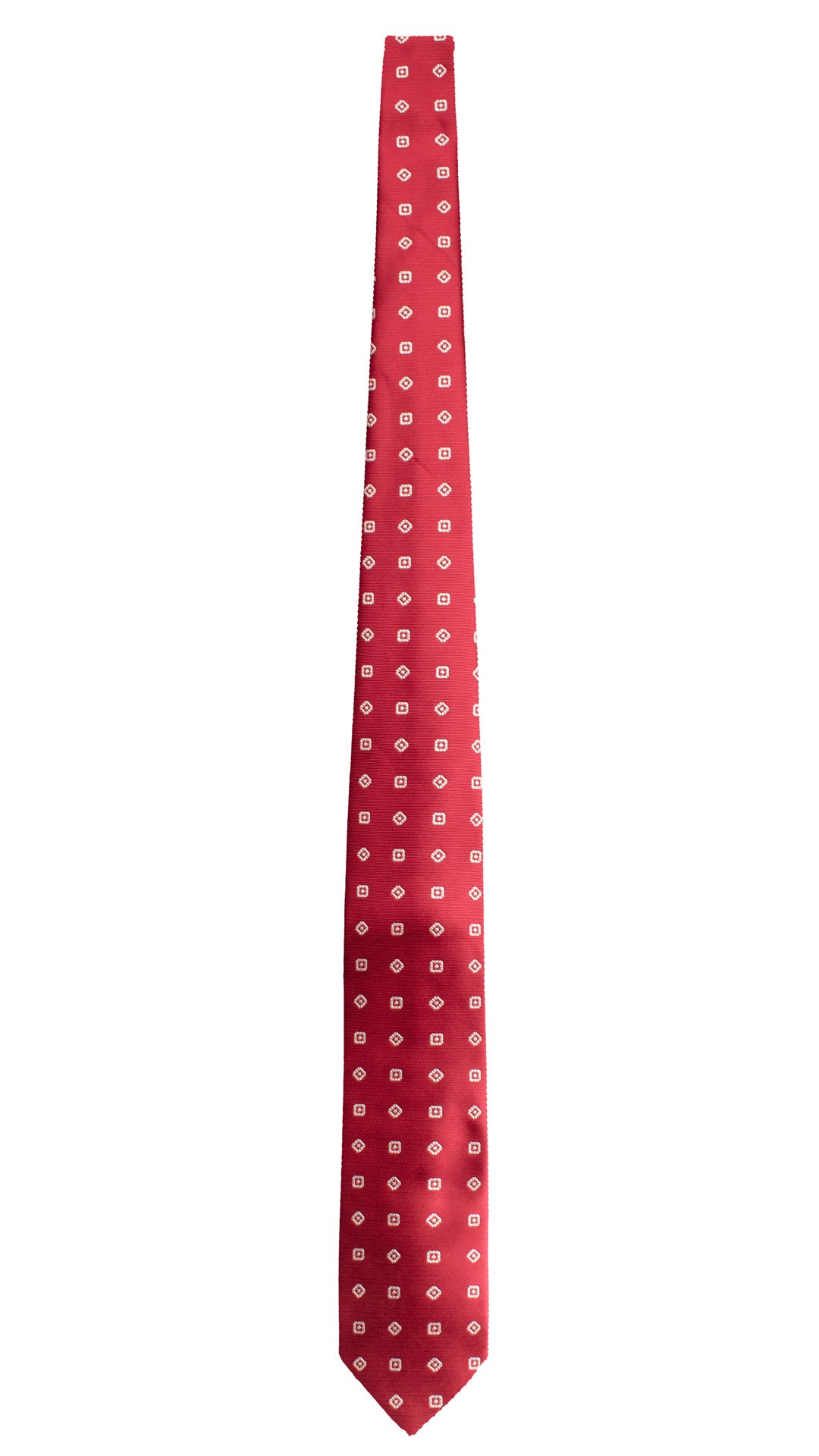 Cravatta di Seta Rossa Fantasia Bianca 1764 Graffeo Cravatte Made in Italy Intera