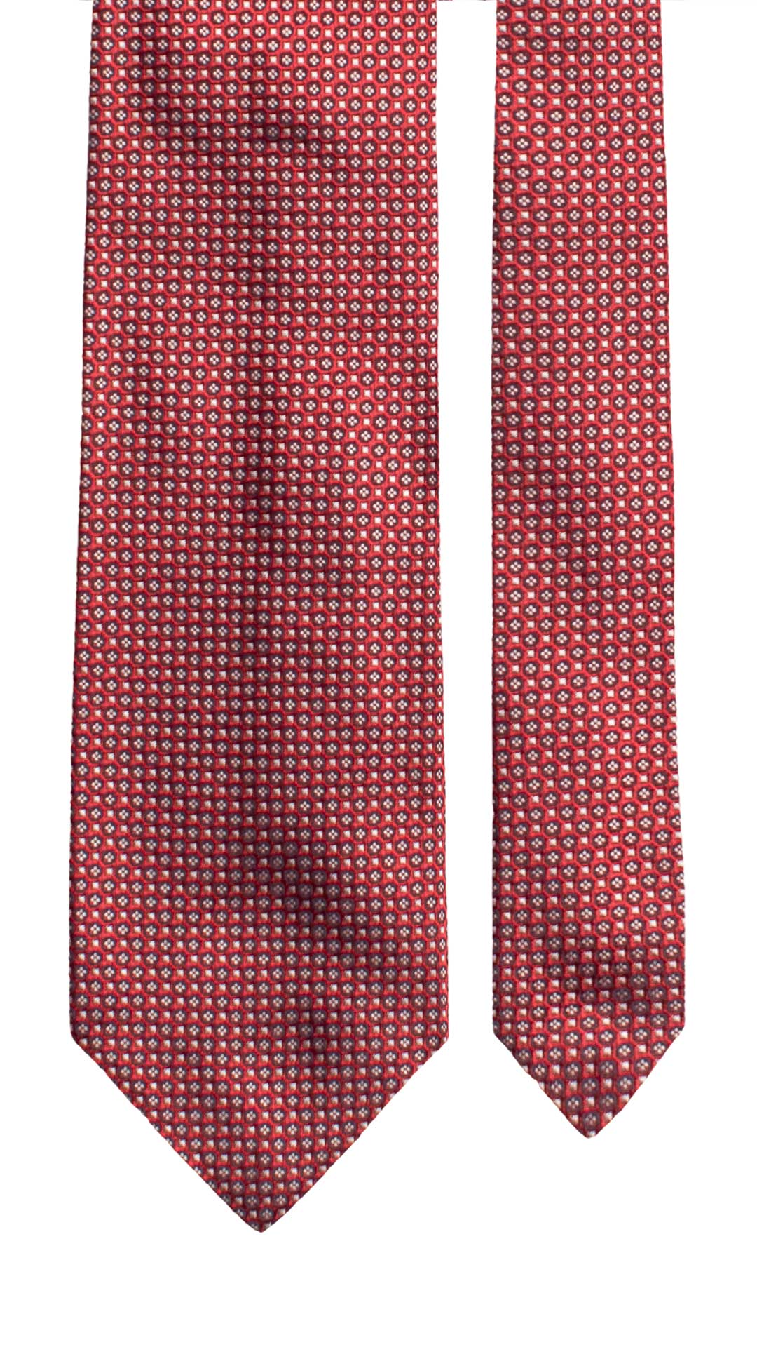 Cravatta di Seta Rossa Fantasia Blu Bianco 8096 Made in Italy Graffeo Cravatte Pala