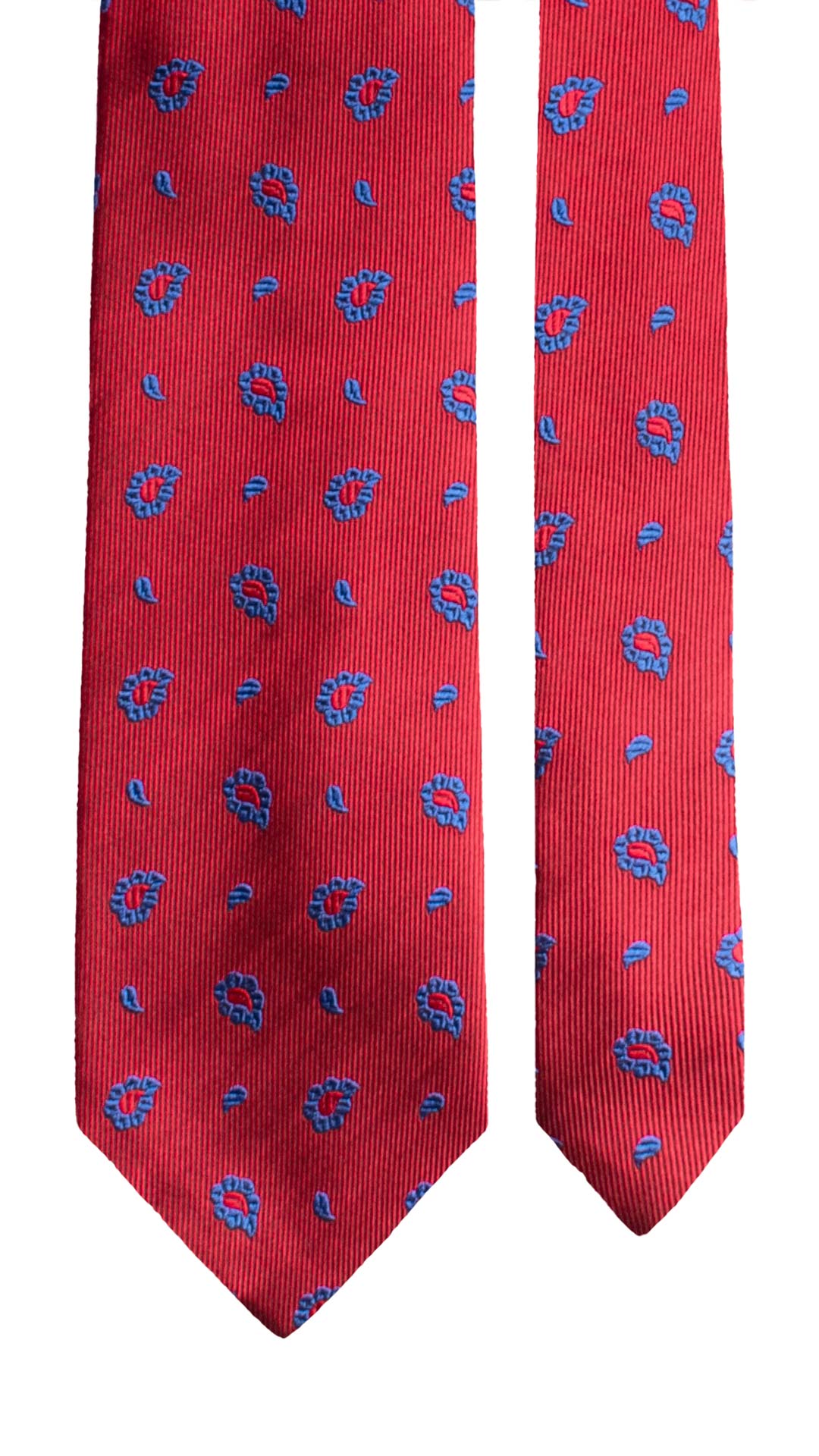 Cravatta di Seta Rossa Paisley Bluette 2180 Graffeo Cravatte Made in Italy Pala