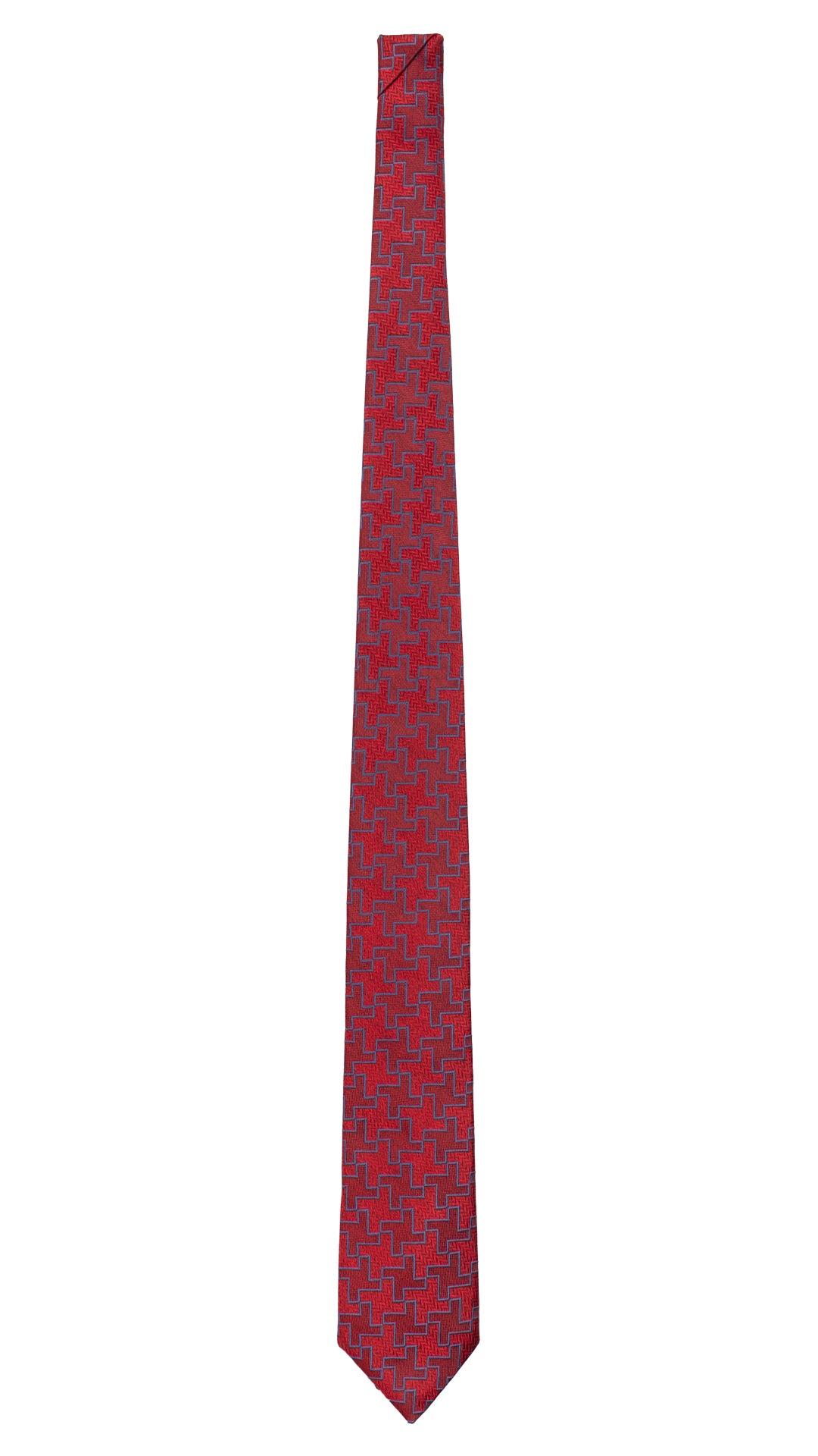 Cravatta di Seta Rossa Pied de Poule Bluette AN7185 Made in Italy Graffeo Cravatte Intera