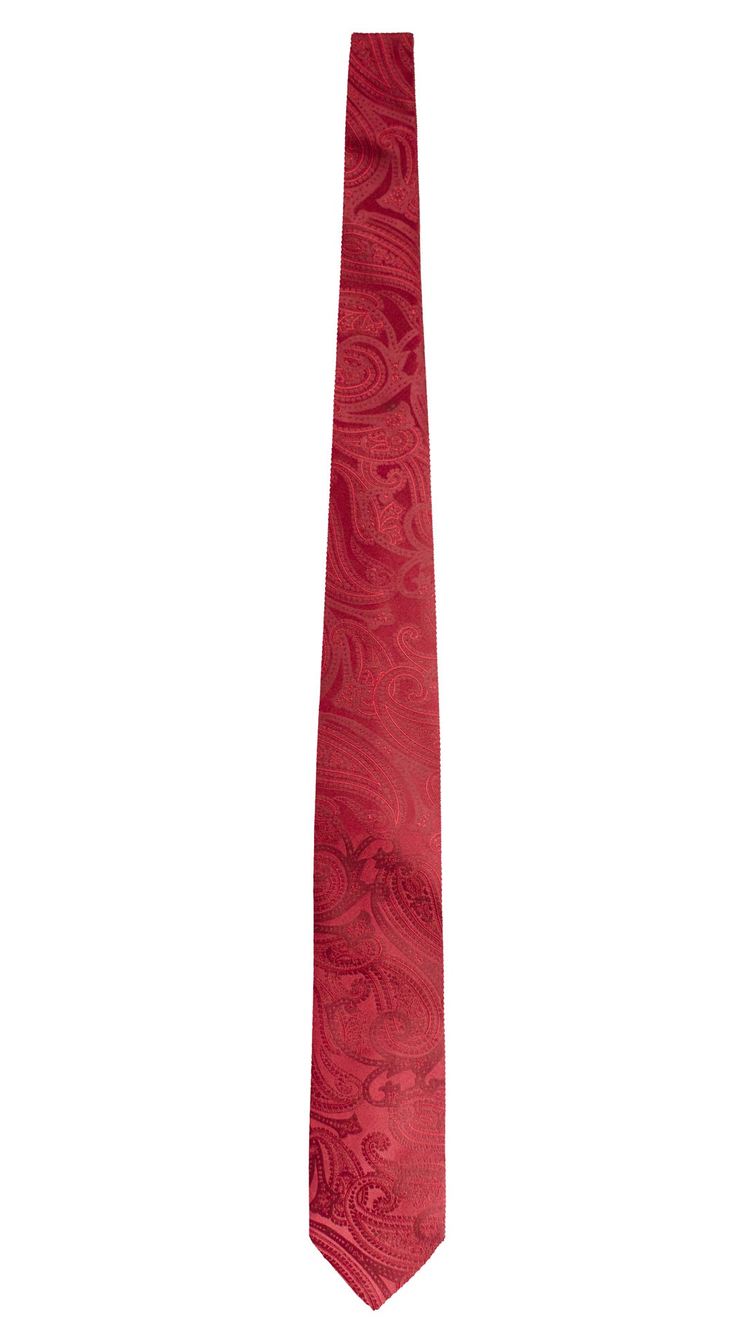 Cravatta di Seta Rosso Bordeaux Paisley Tono su Tono 1735 Graffeo Cravatte Made in Italy Intera