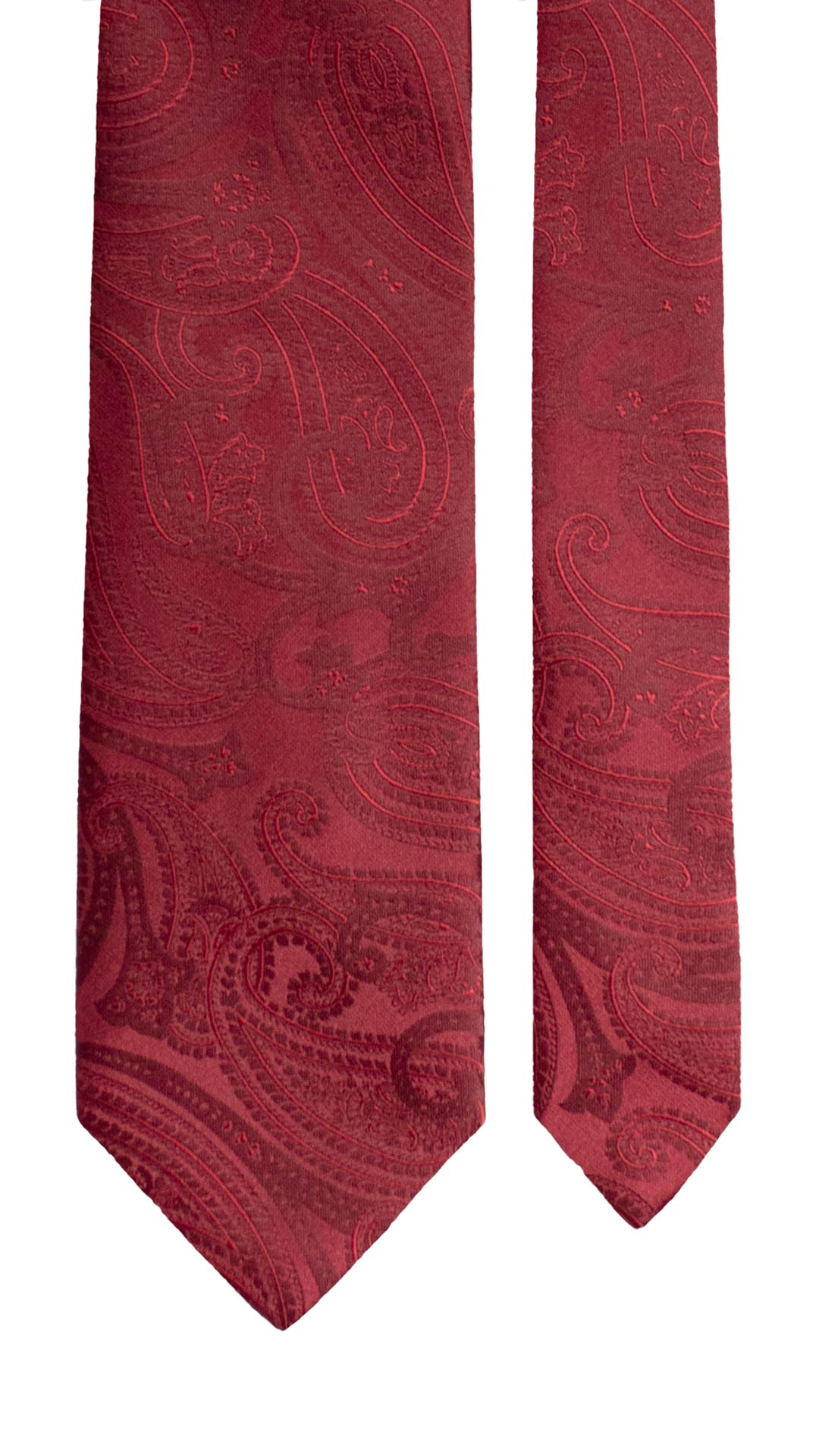 Cravatta di Seta Rosso Bordeaux Paisley Tono su Tono 1735 Graffeo Cravatte Made in Italy Pala