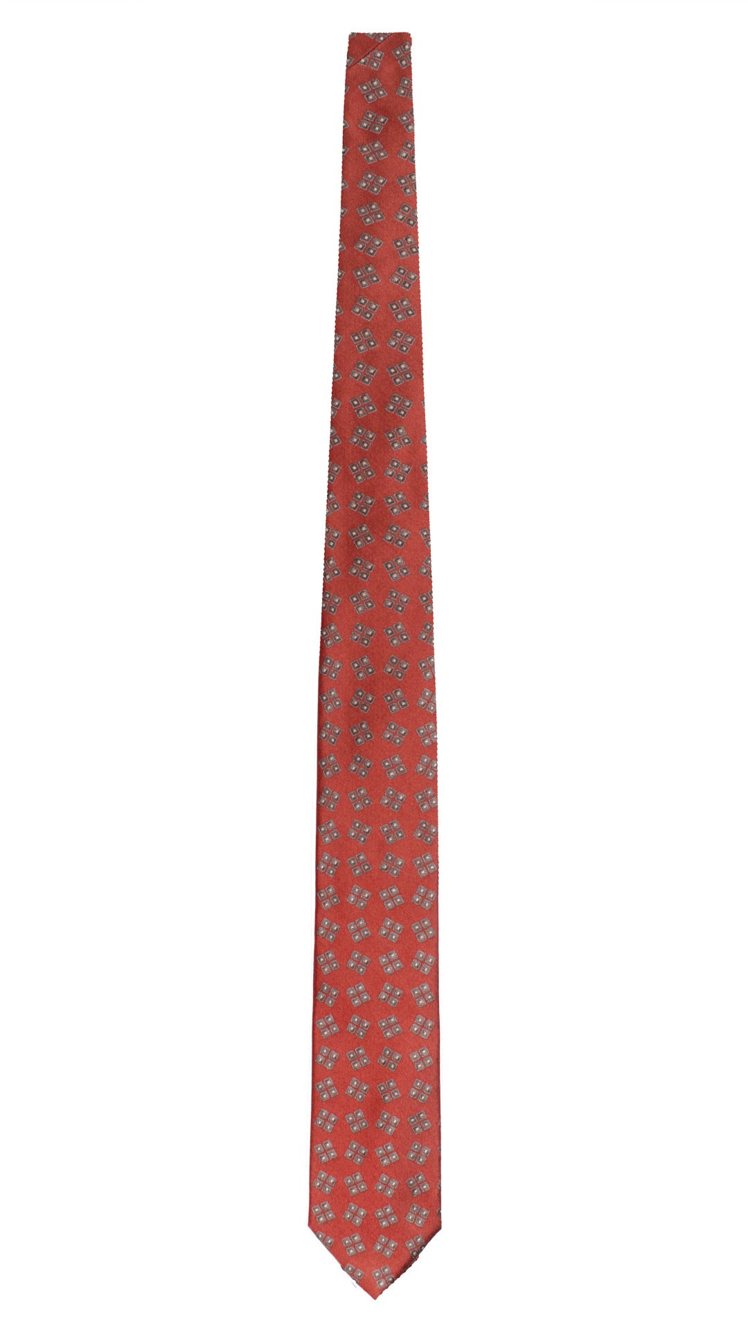 Cravatta di Seta Rosso Mattone Fantasia Grigio Antracite Grigio Tortora AN7651 Made in Italy Graffeo Cravatte Intera