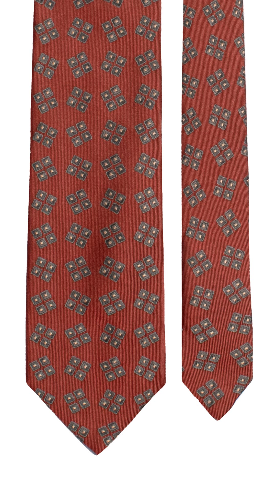 Cravatta di Seta Rosso Mattone Fantasia Grigio Antracite Grigio Tortora AN7651 Made in Italy Graffeo Cravatte Pala