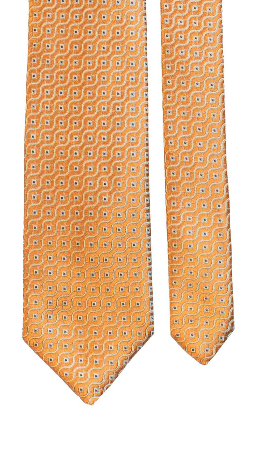 Cravatta di Seta Ruggine Cangiante Fantasia Celeste Gialla Viola 7264 Graffeo Cravatte Made in Italy Pala