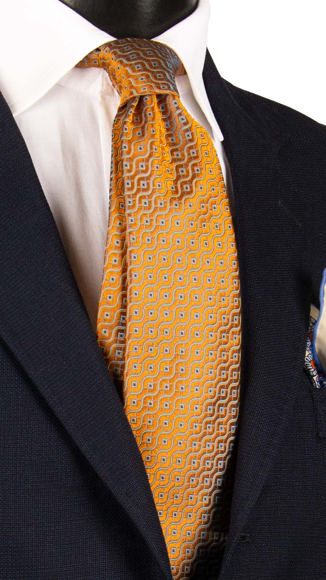 Cravatta di Seta Ruggine Cangiante Fantasia Celeste Gialla Viola 7264 Graffeo Cravatte Made in Italy