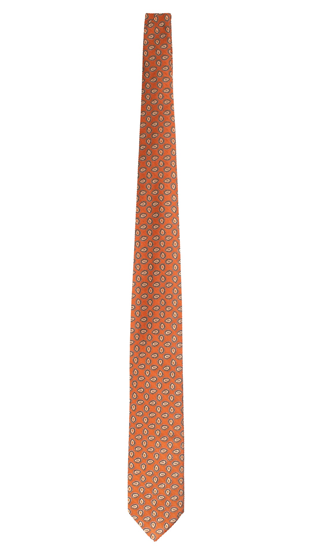 Cravatta di Seta Ruggine Paisley Celeste Grigio AN7547 Made in Italy Graffeo Cravatte Intera