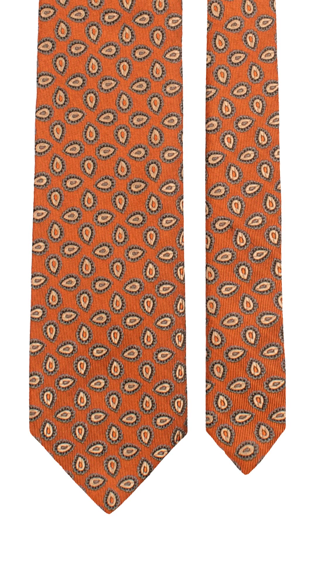 Cravatta di Seta Ruggine Paisley Celeste Grigio AN7547 Made in Italy Graffeo Cravatte Pala