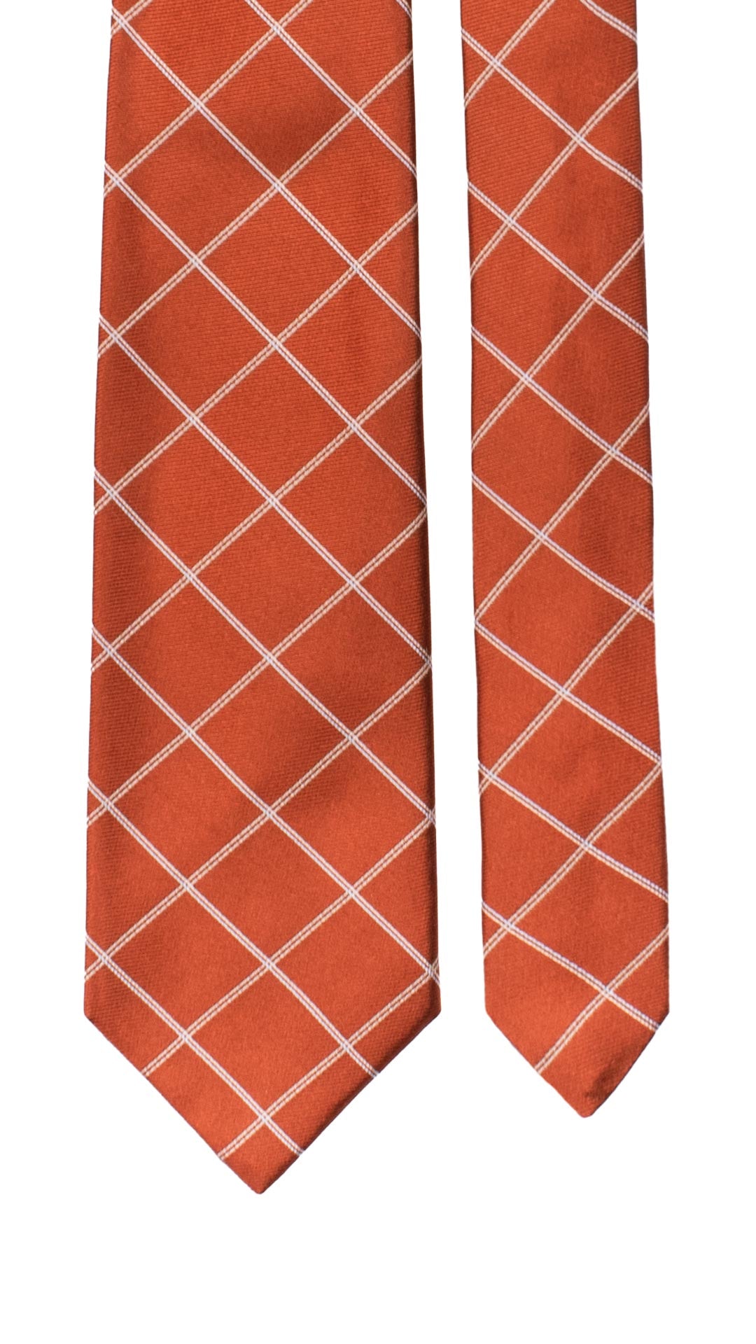 Cravatta di Seta Ruggine a Quadri Bianco Celeste 7454 Made in Italy Graffeo Cravatte Pala