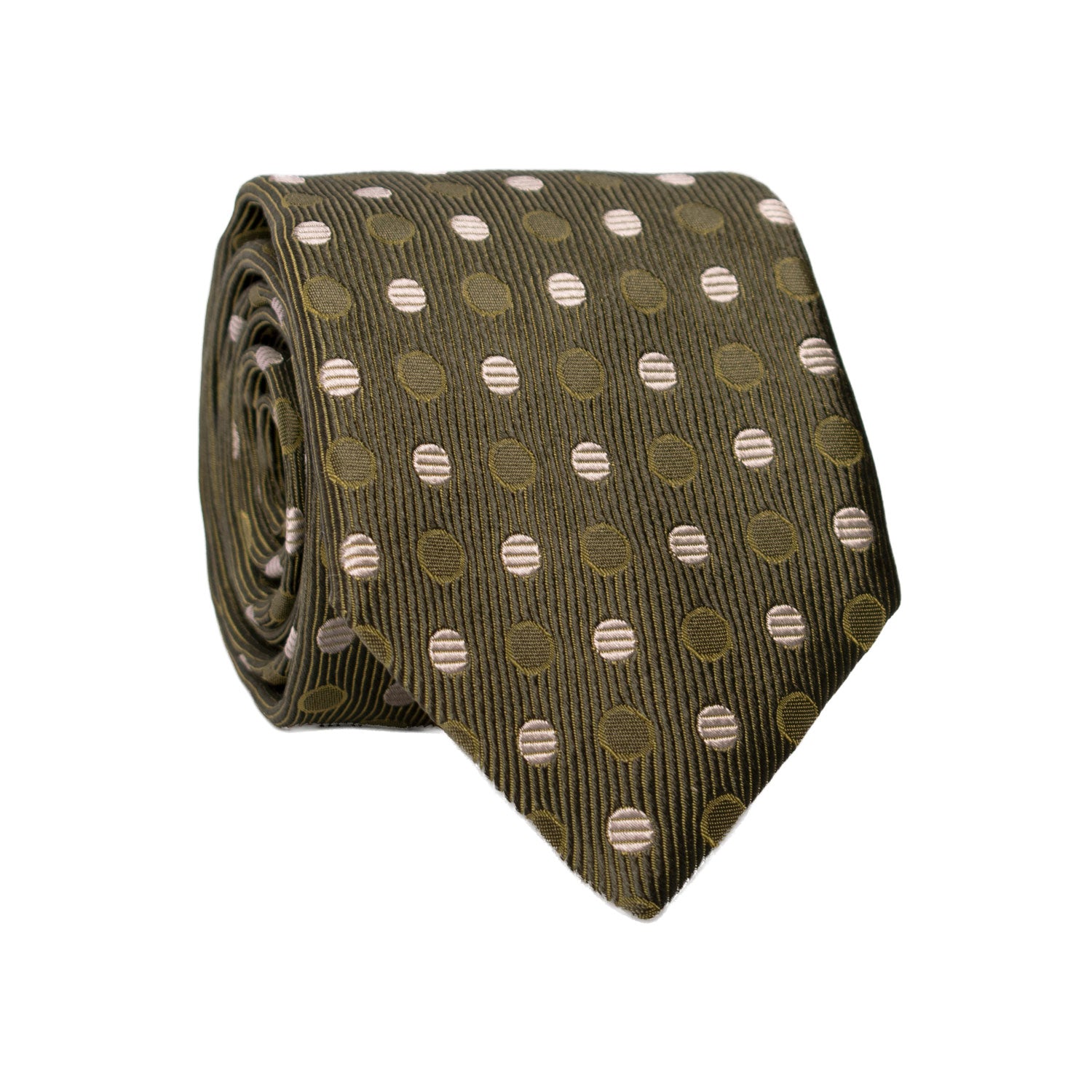 Cravatta di Seta Verde Grigia Fantasia Tono su Tono Grigio Chiaro 7247 Graffeo Cravatte Made in Italy Rotolo