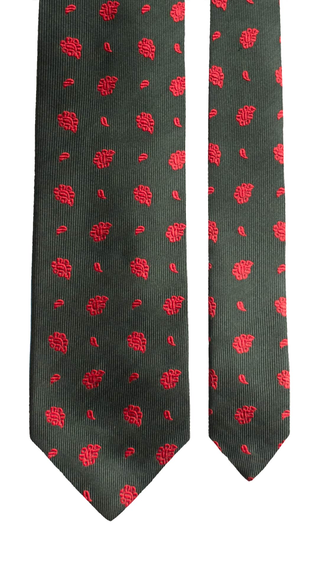Cravatta di Seta Verde Paisley Rosso 2179 Graffeo Cravatte Made in Italy Pala
